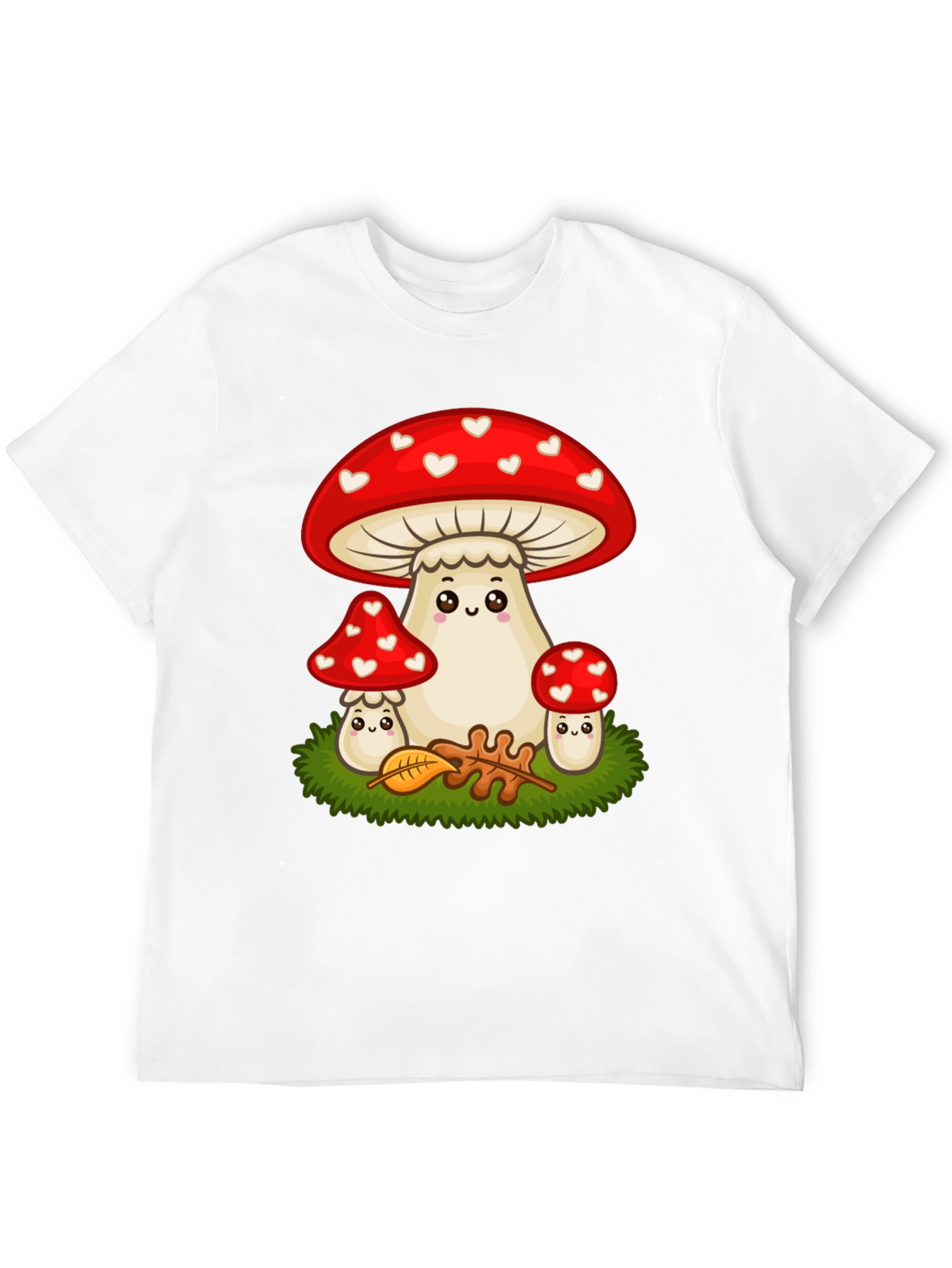 Black Cute Mushroom T-Shirt - Heart Pattern view 12