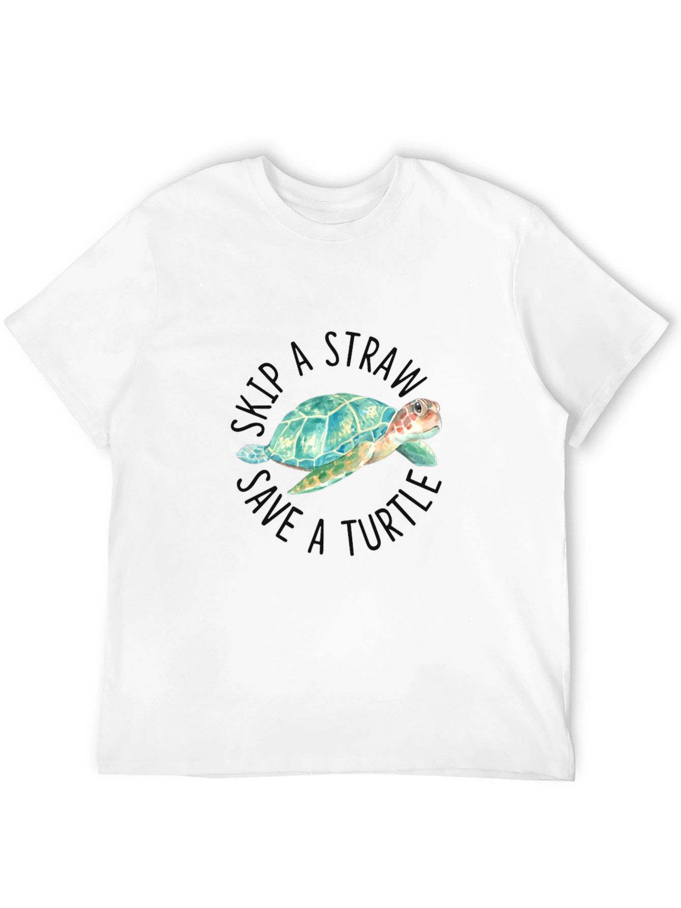 Black Skip a Straw Save a Turtle T-Shirt view 12
