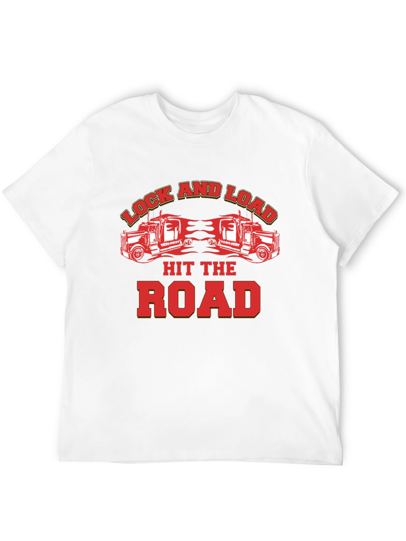 Black Lock and Load Hit The Road Trucker T-Shirt view 12