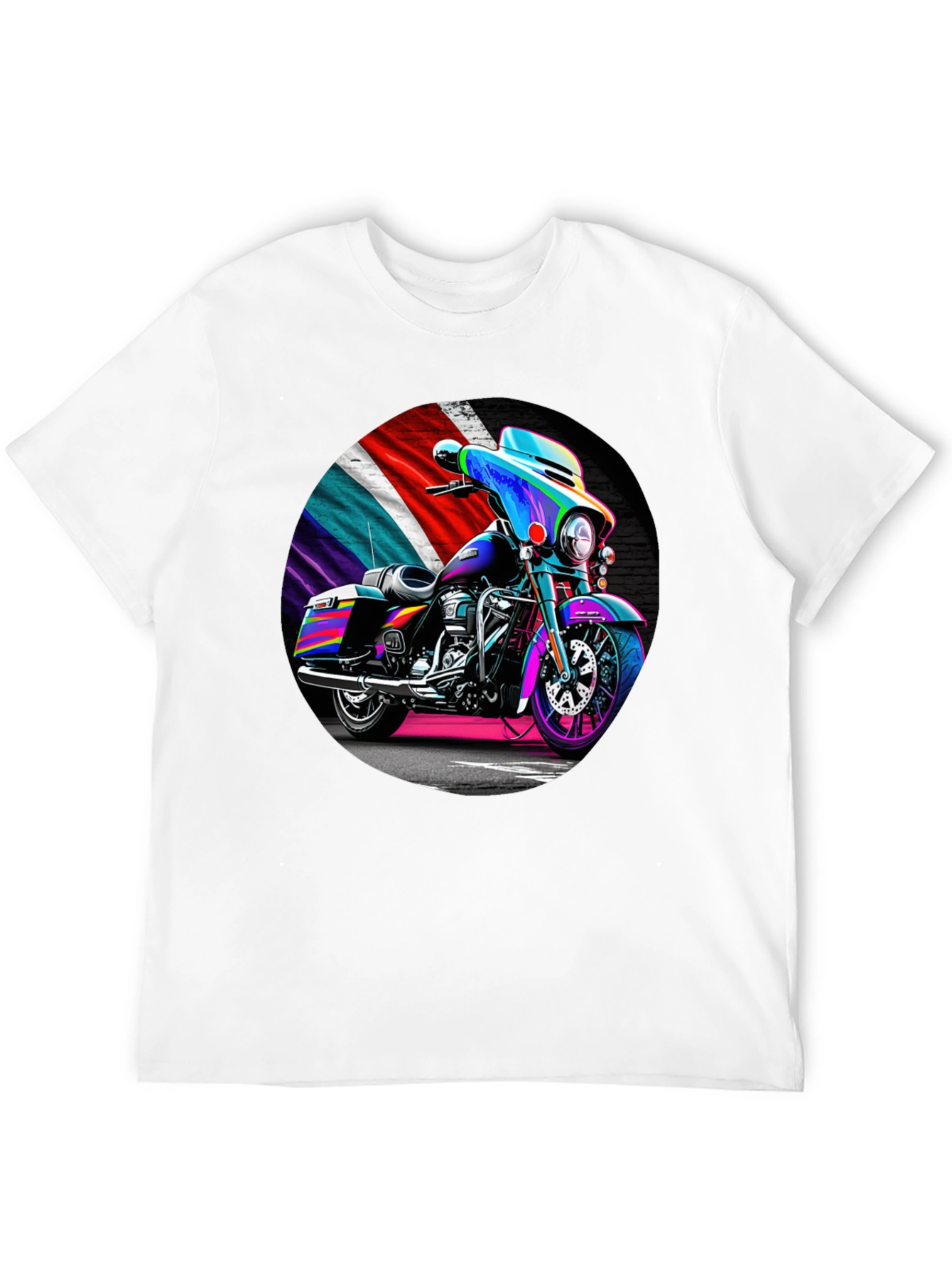 Black Motorcycle T-Shirt - Colorful Bike Design view 12