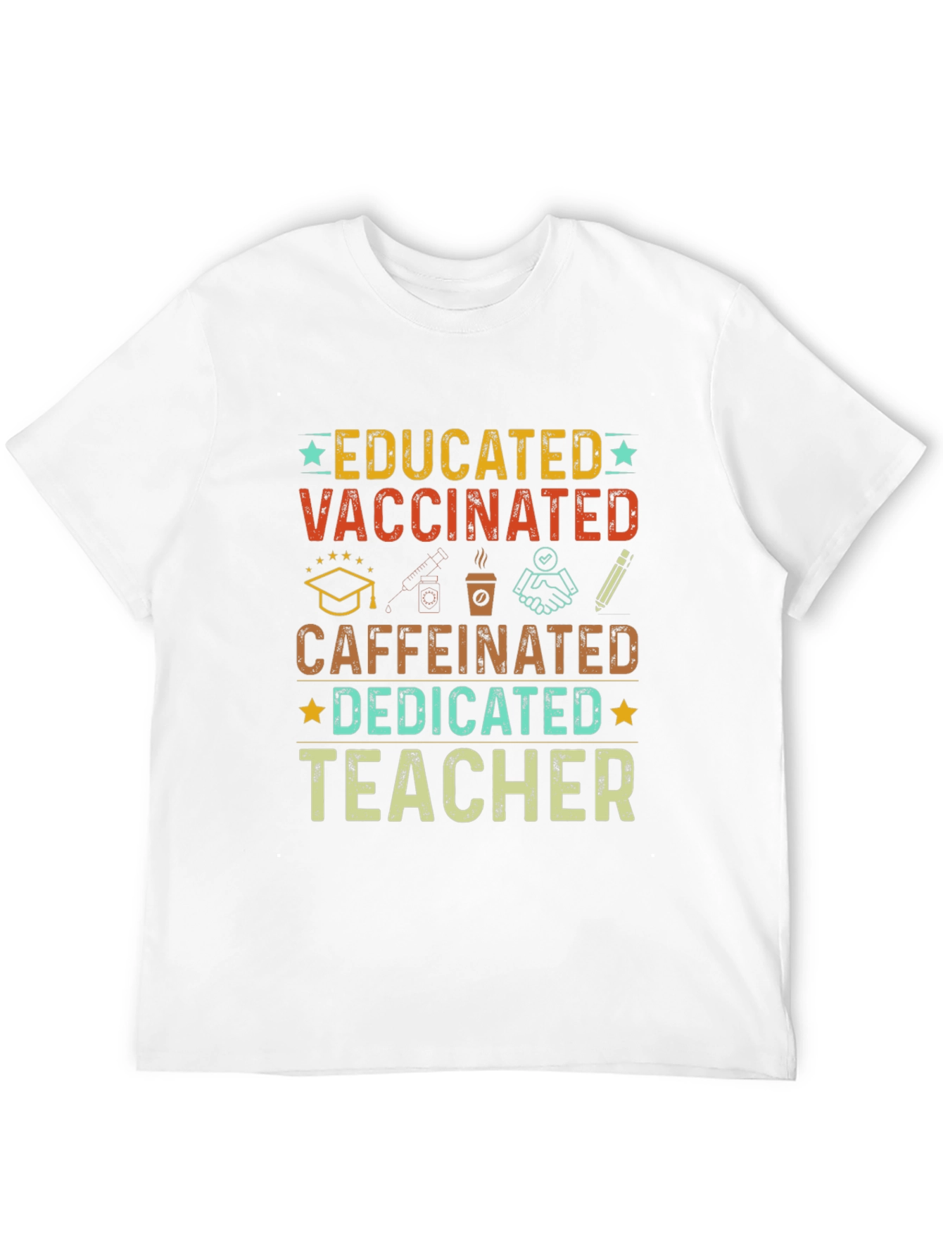 Black Educated Vaccinated Caffeinated Dedicated Teacher T-Shirt view 12