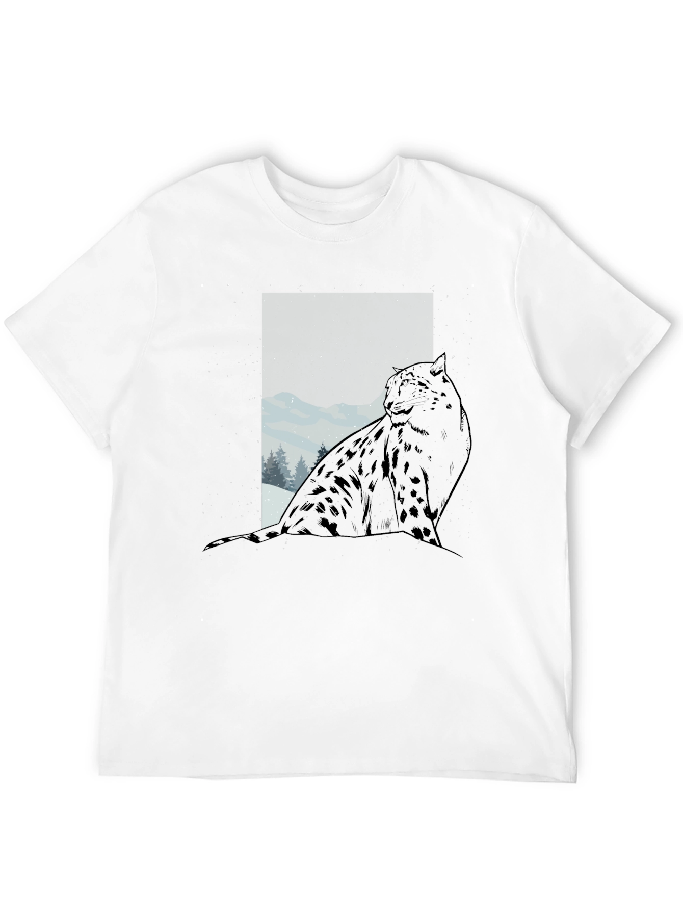 Black Snow Leopard Graphic Tee - Black Cotton Blend view 12