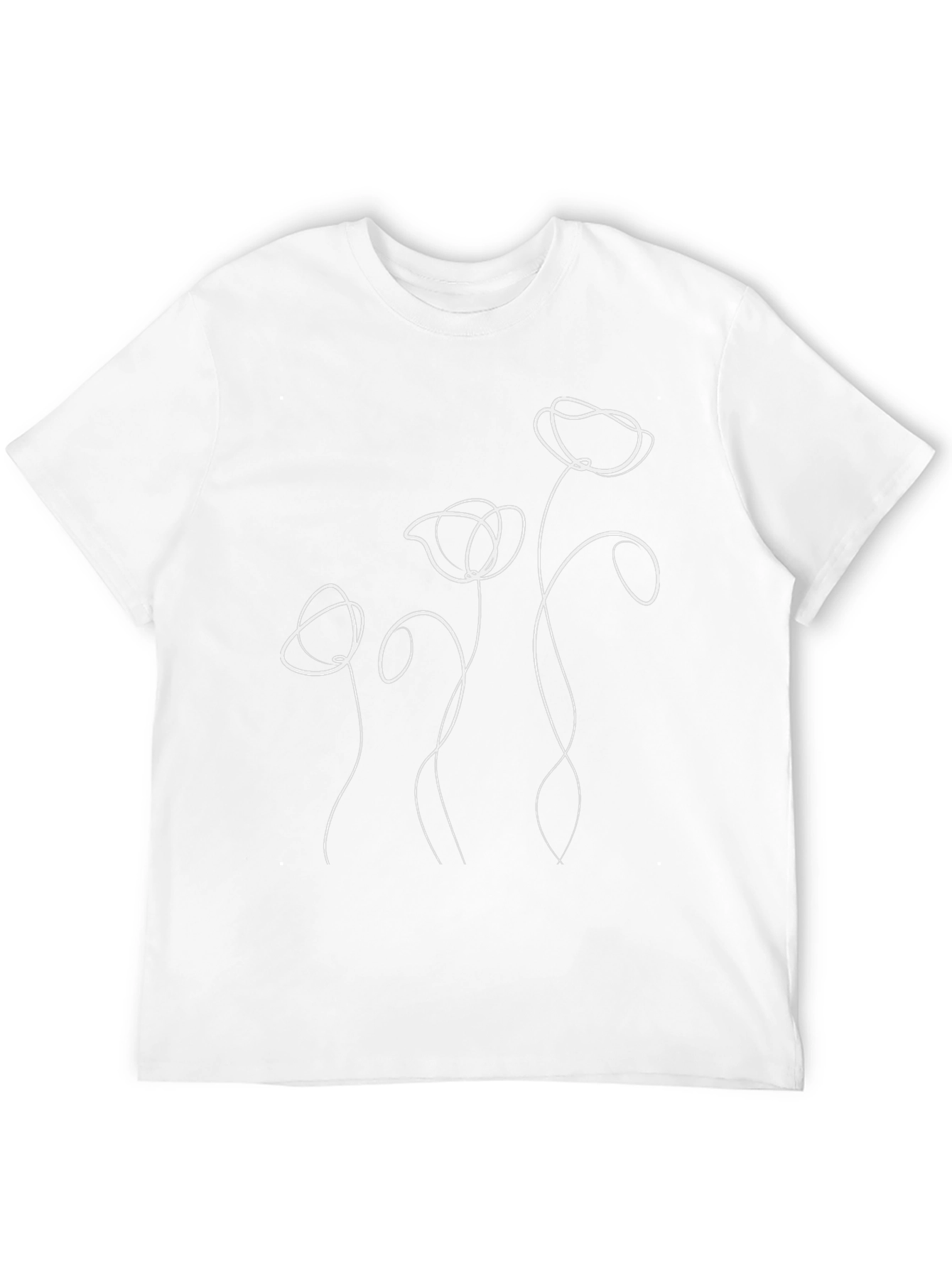 Black Minimalist Floral Line Art Black T-Shirt view 12