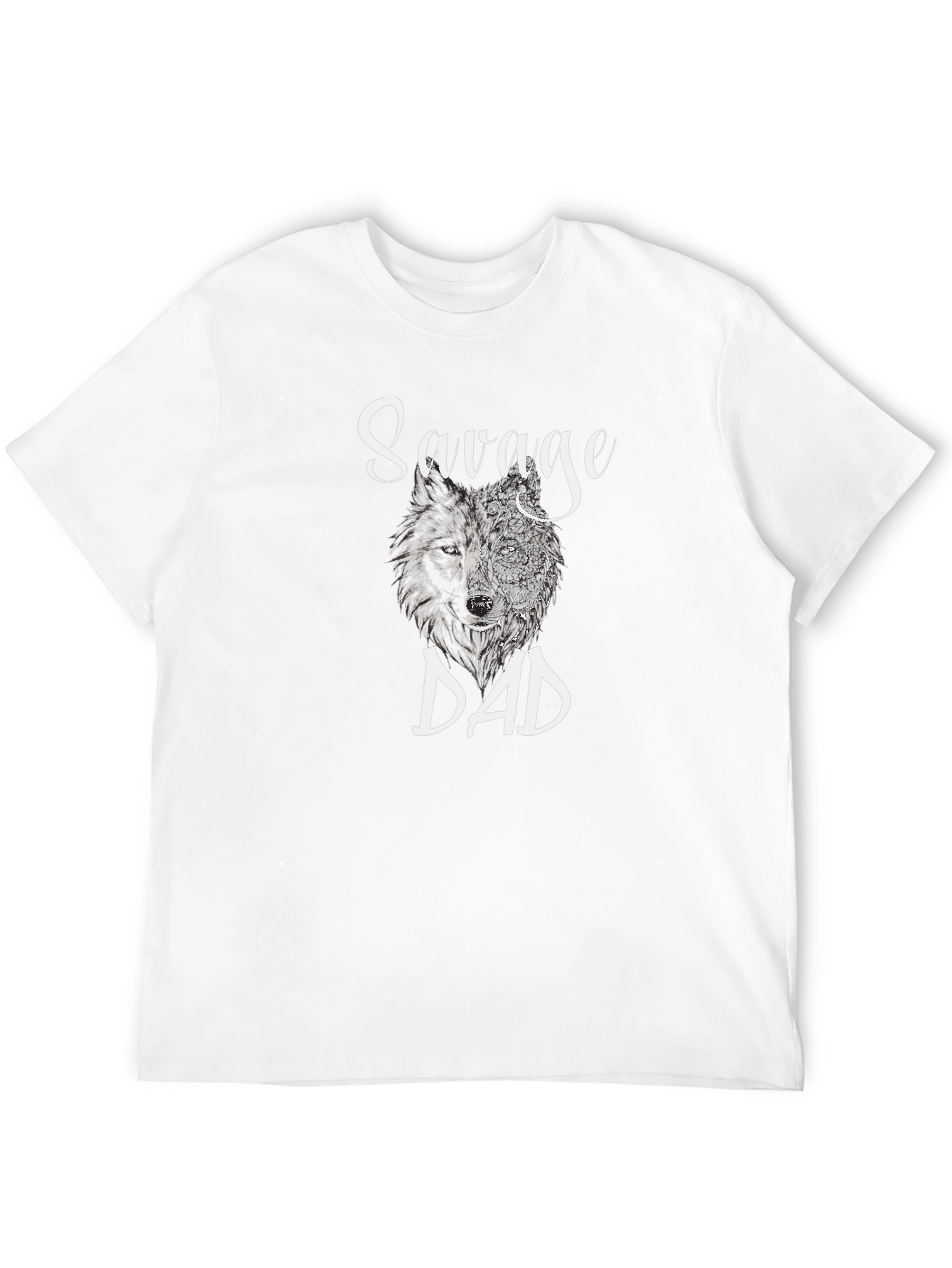 Black Savage Dad Wolf Graphic T-Shirt view 12