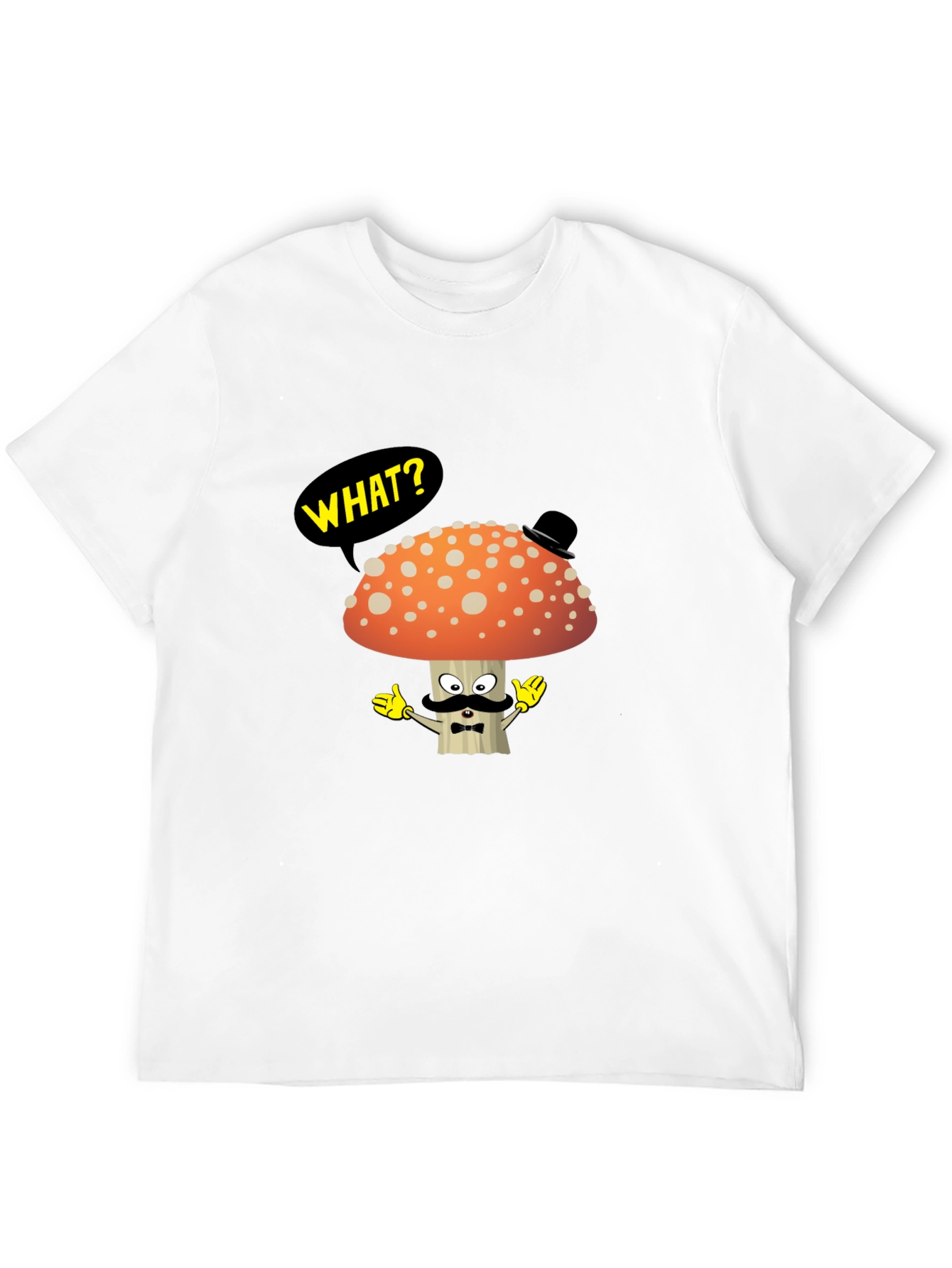 Black Mushroom Gentleman T-Shirt - Funny Cartoon Tee view 12