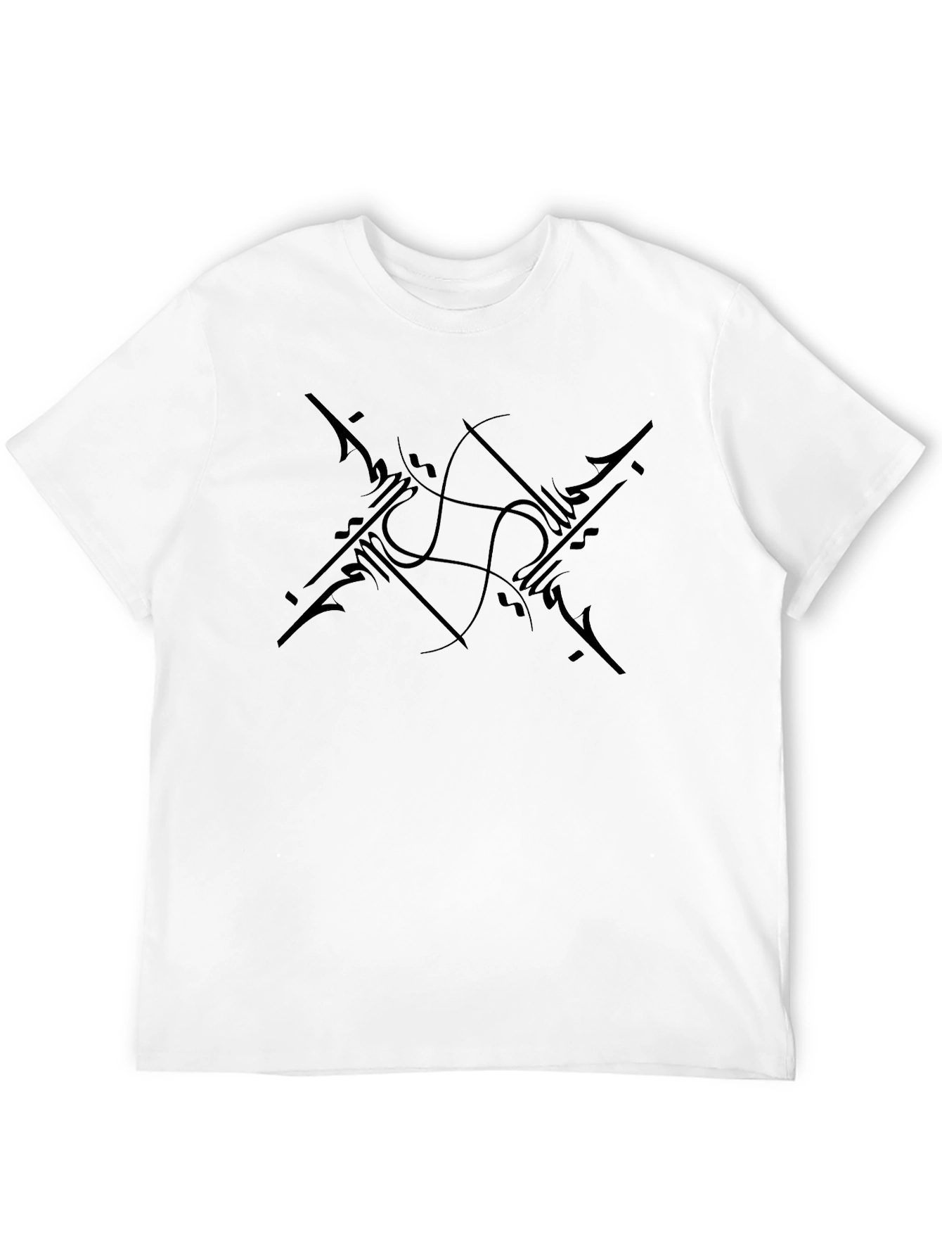 Black Black Tee with Abstract Graphic Design view 12