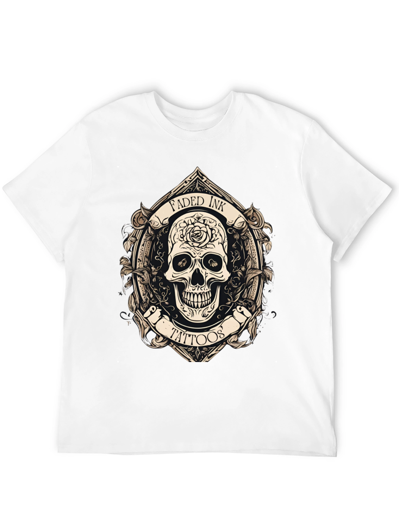 Black Faded Ink Tattoos Skull Graphic Black T-Shirt view 12