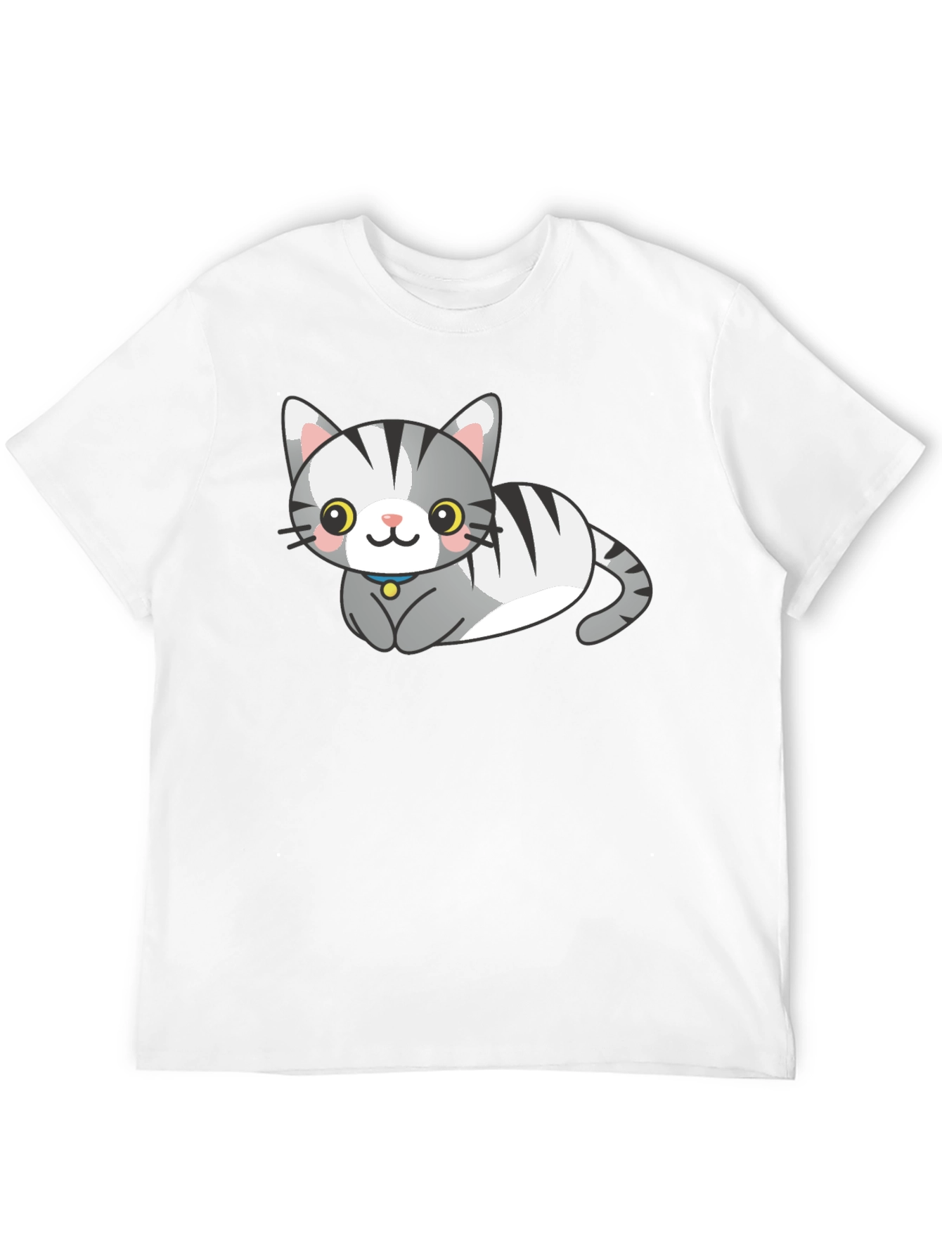 Black Cute Cartoon Cat Graphic Tee view 12