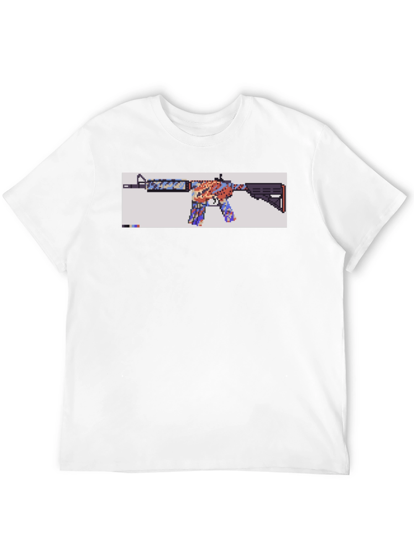 Black Pixelated Rifle Graphic Tee - Black Cotton Comfort view 12