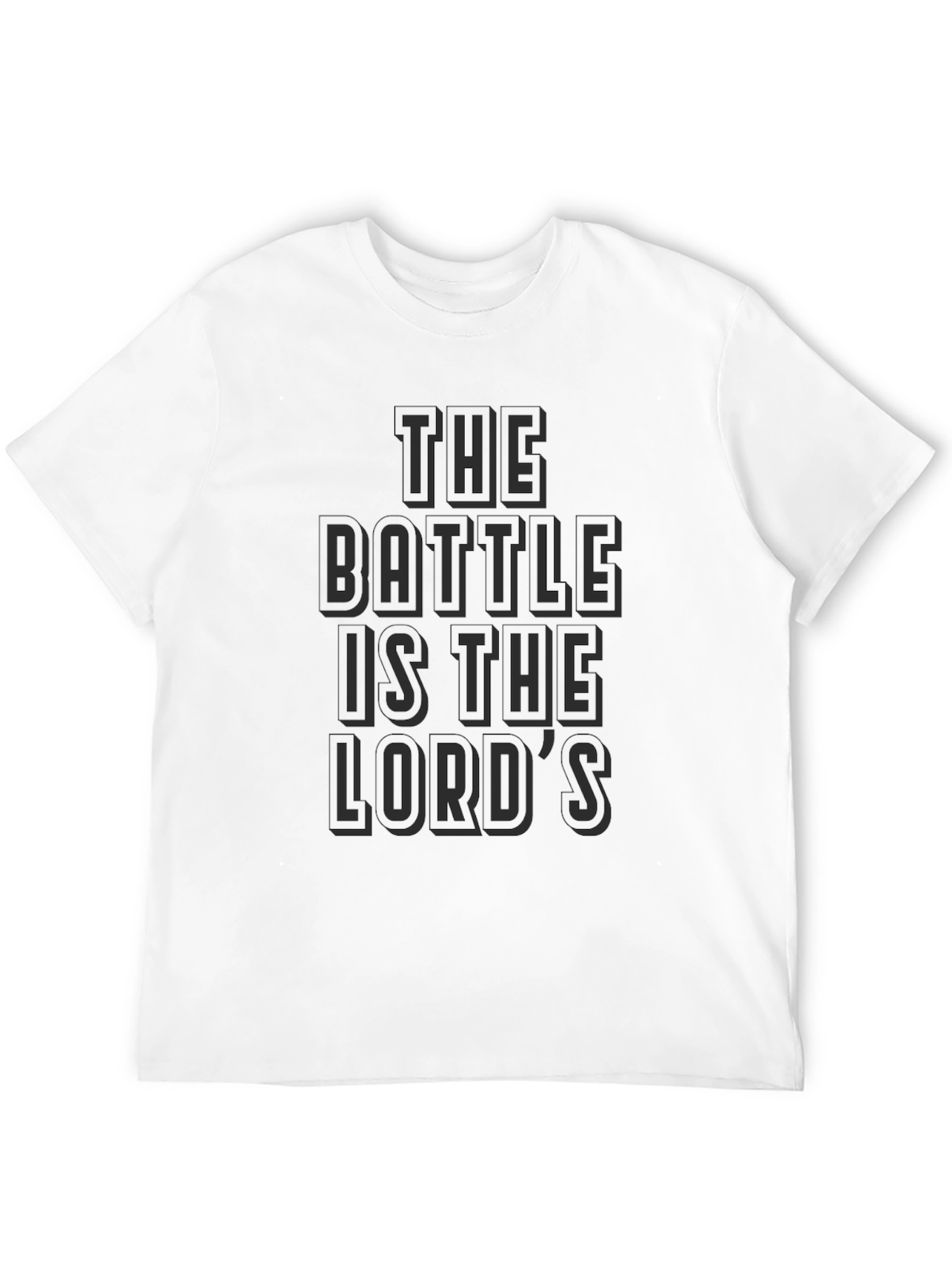 Black The Battle is the Lord's Black T-Shirt view 12