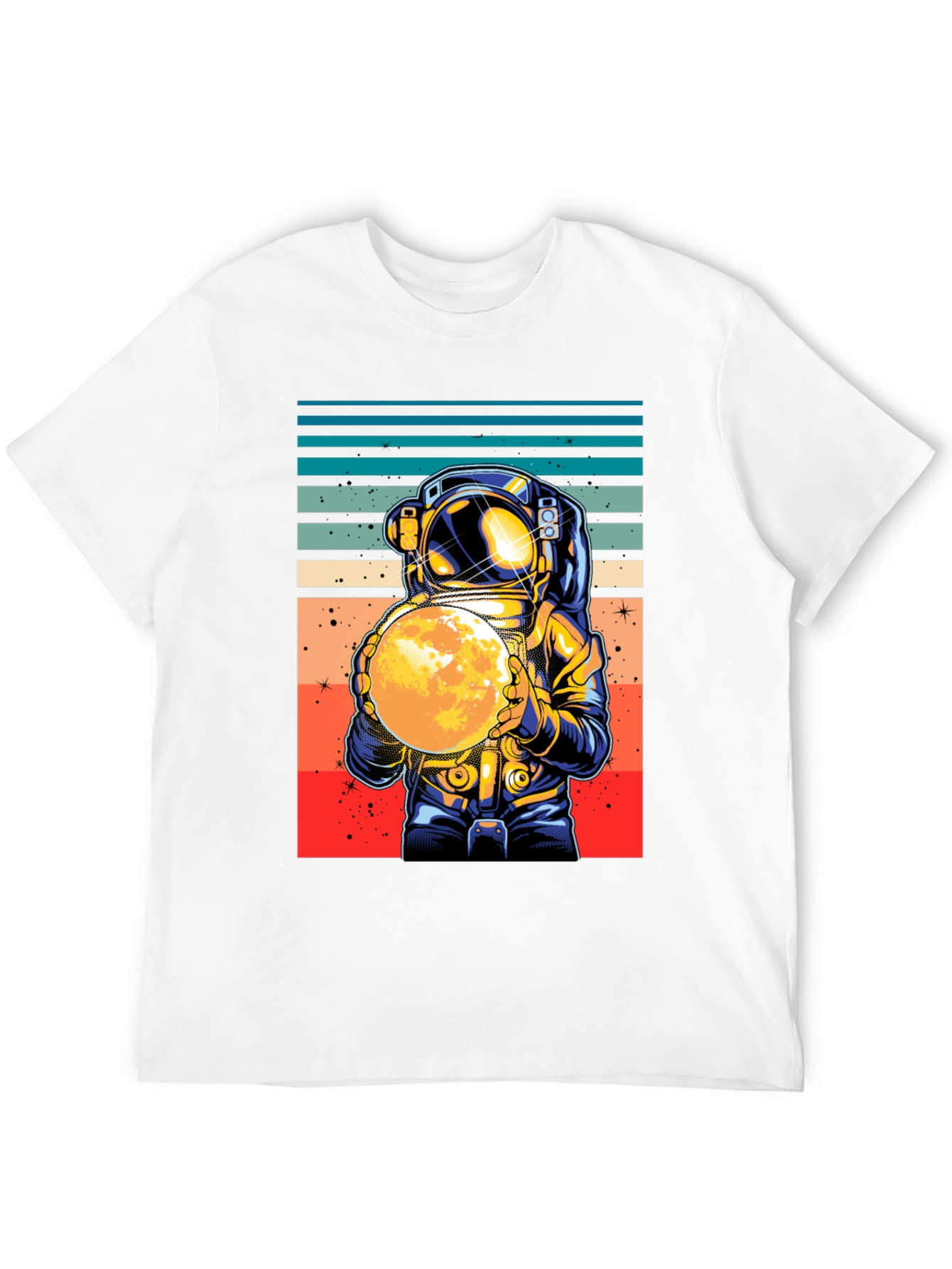 Black Retro Astronaut Moon T-Shirt view 12