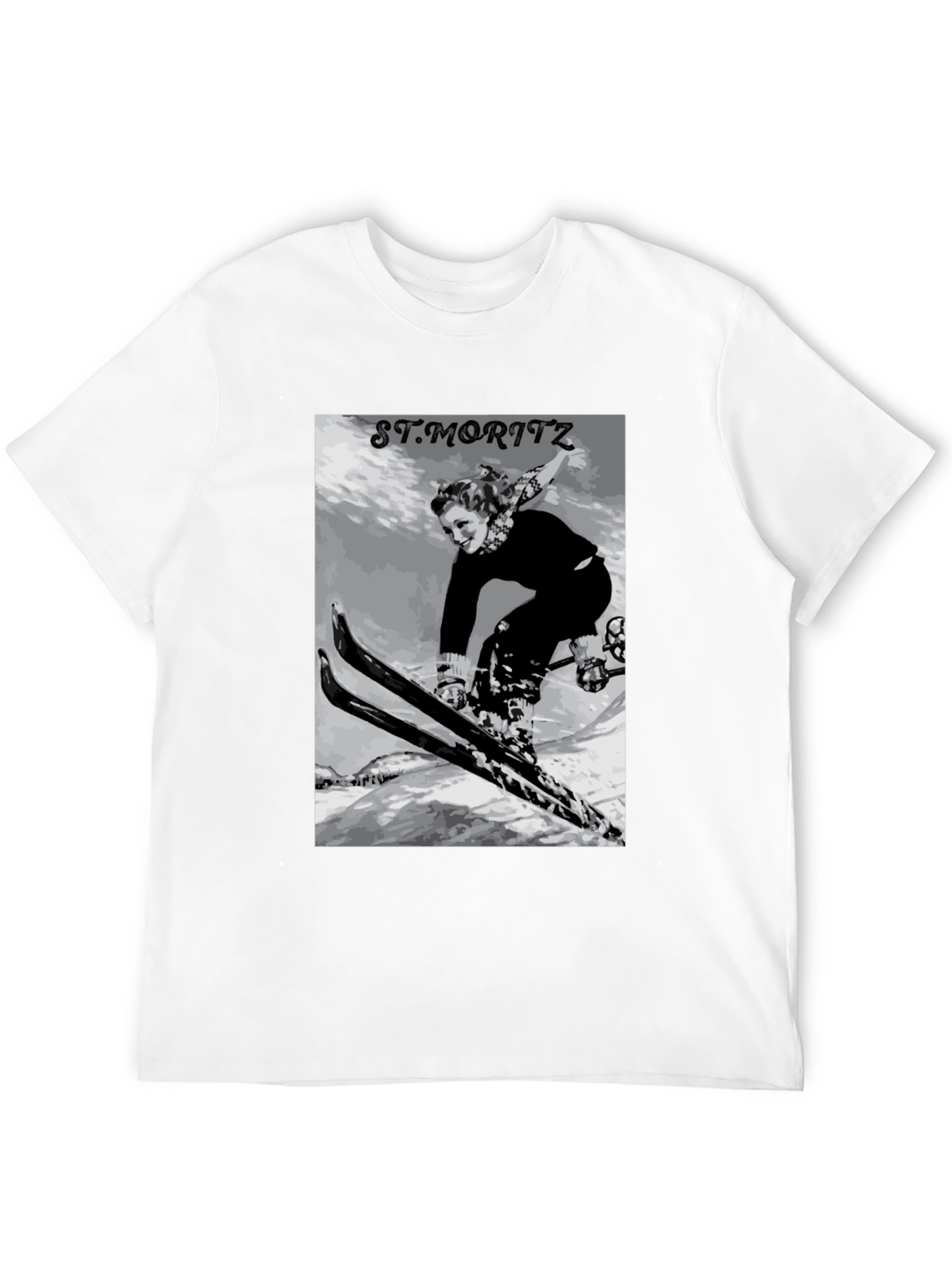 Black Vintage St. Moritz Skiing Graphic Tee view 12