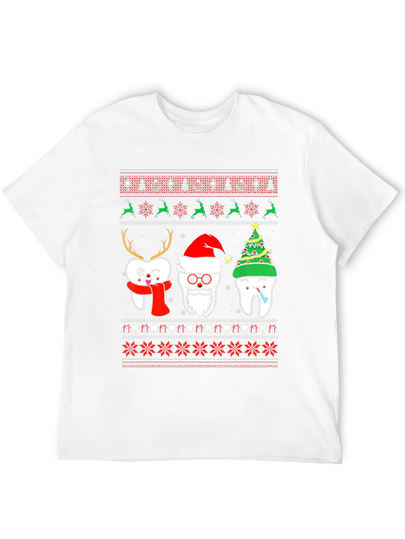 Black Festive Tooth Christmas Ugly Sweater T-Shirt view 12