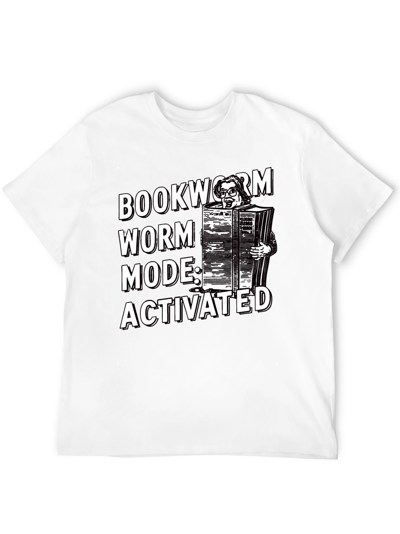 Black Bookworm Mode Activated Graphic T-Shirt view 12