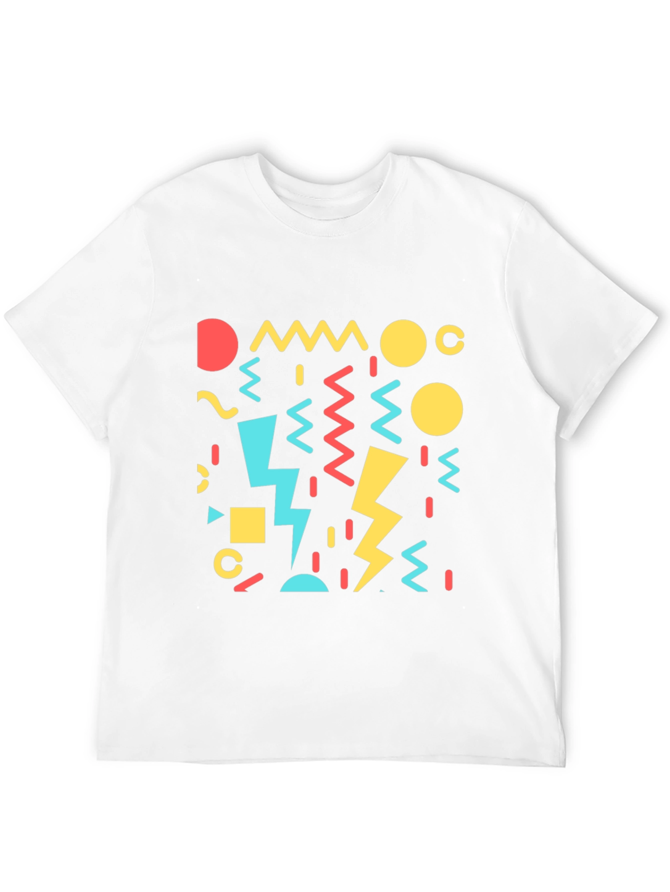 Black Retro 90s Geometric Pattern Black T-Shirt view 12