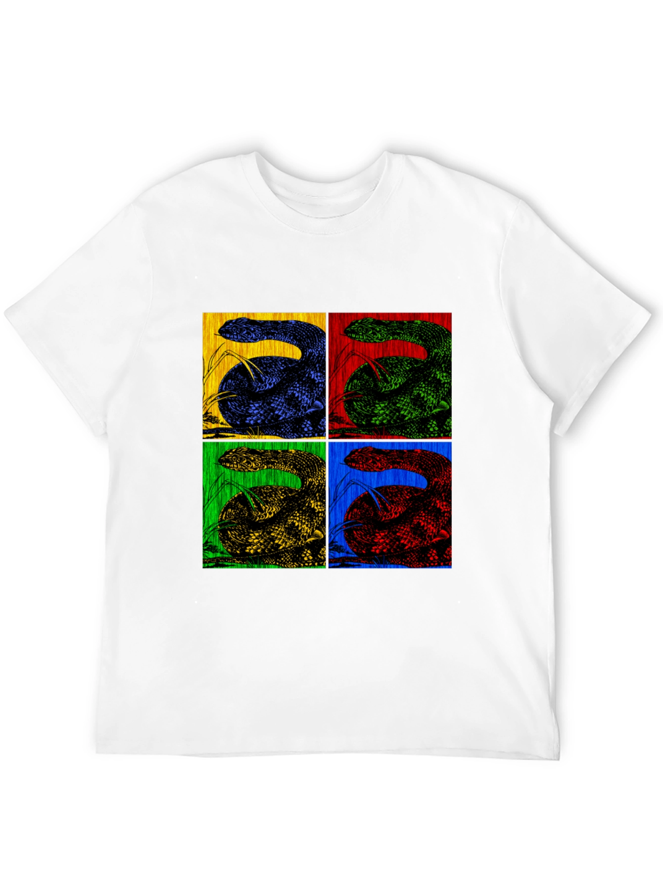 Black Retro Snake Pop Art Black T-Shirt view 12