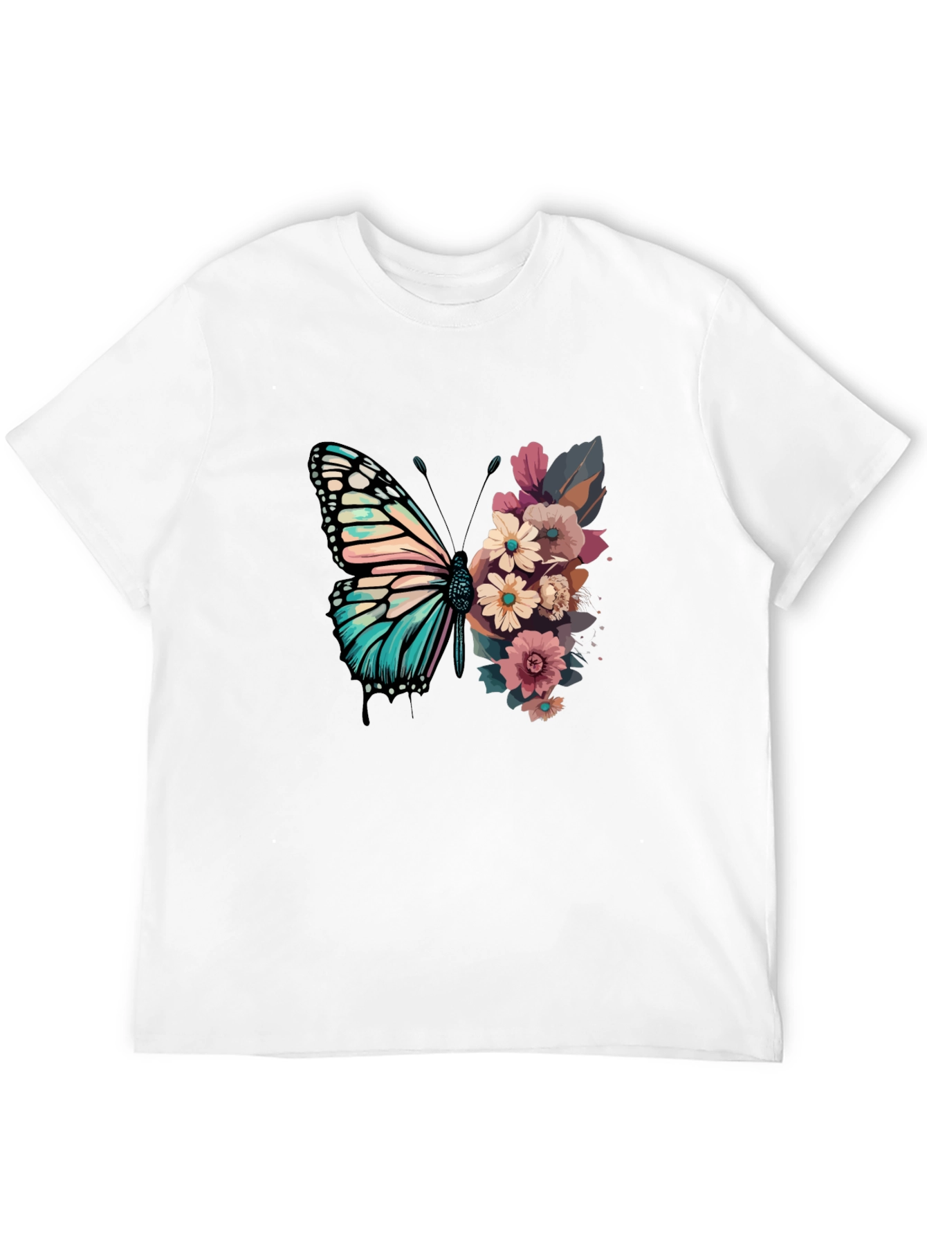 Black Floral Butterfly Graphic Tee - Unique Design view 12