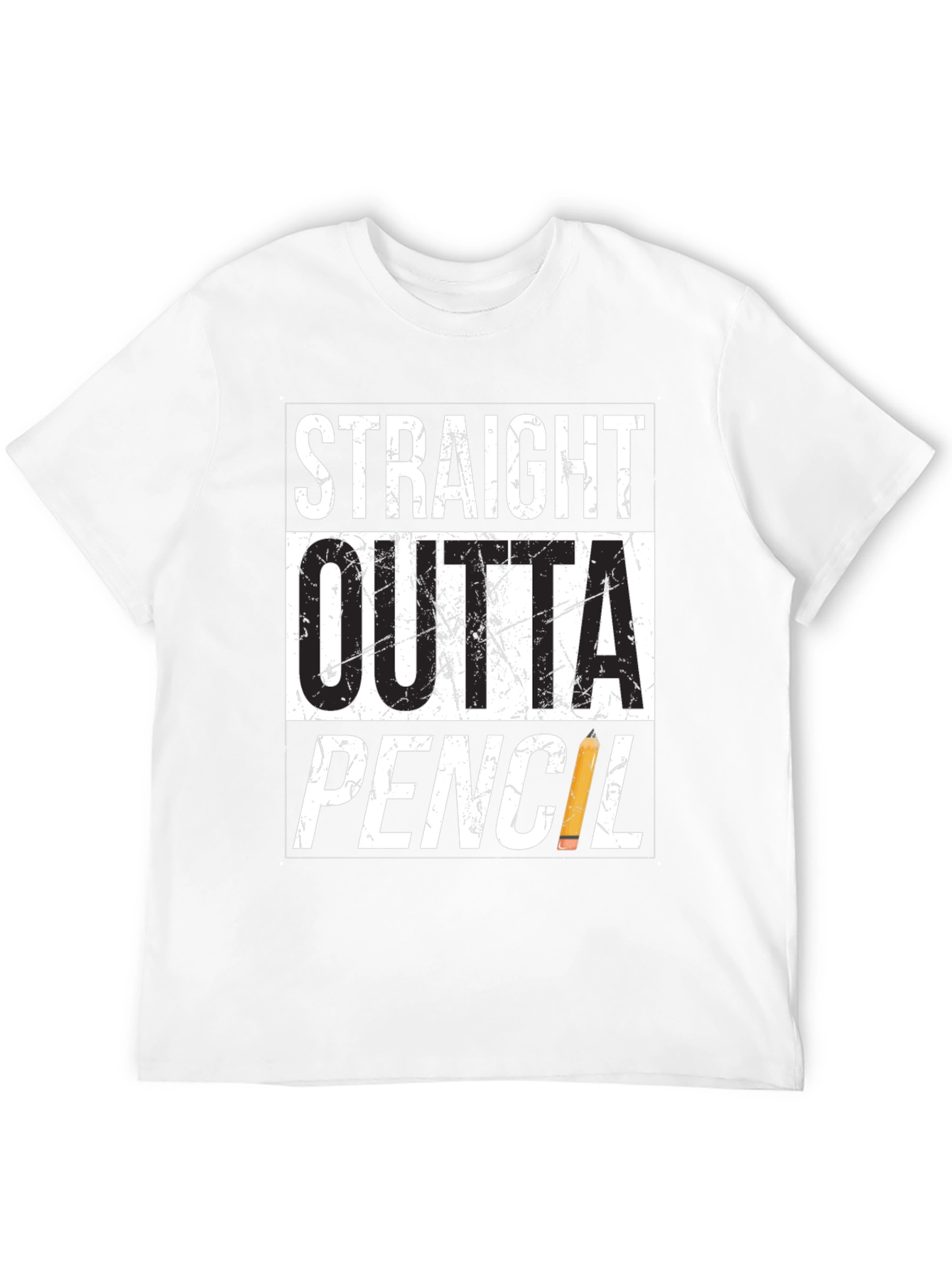 Black Straight Outta Pencil T-Shirt - Black Graphic Tee view 12