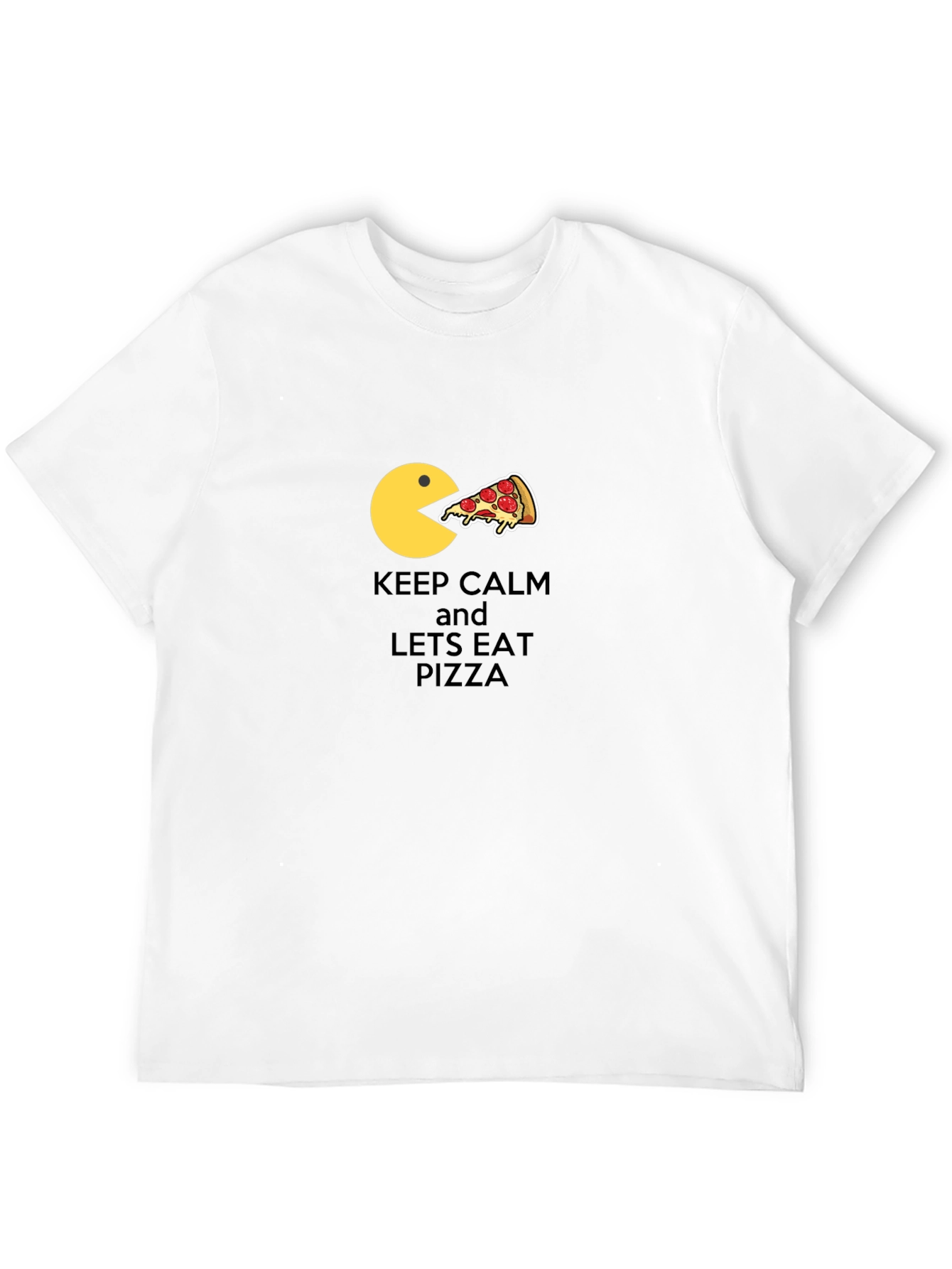 Keep Calm & Eat Pizza Black Graphic Tee - 12