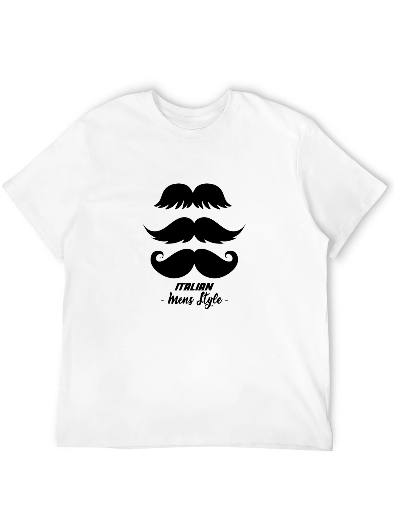 Black Italian Mens Style Mustache T-Shirt view 12