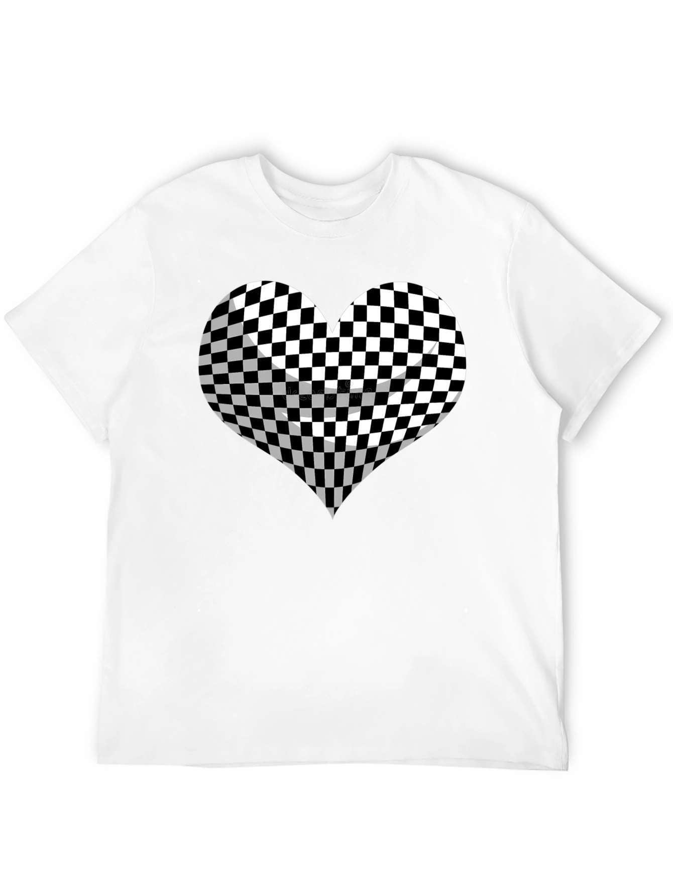 Black Checkered Heart Graphic Tee - Stylish Black T-Shirt view 12
