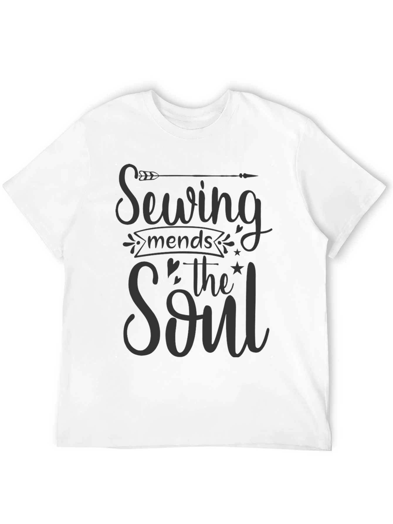 Black Sewing Mends The Soul Graphic T-Shirt view 12
