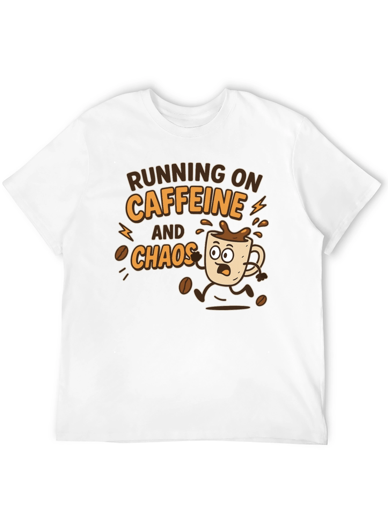 Black Running on Caffeine and Chaos Graphic Tee view 12