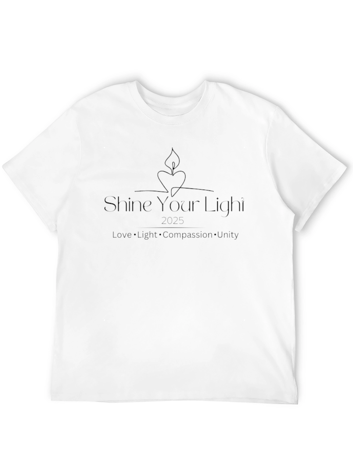 Black Shine Your Light T-Shirt - Black, Heart Candle Graphic view 12