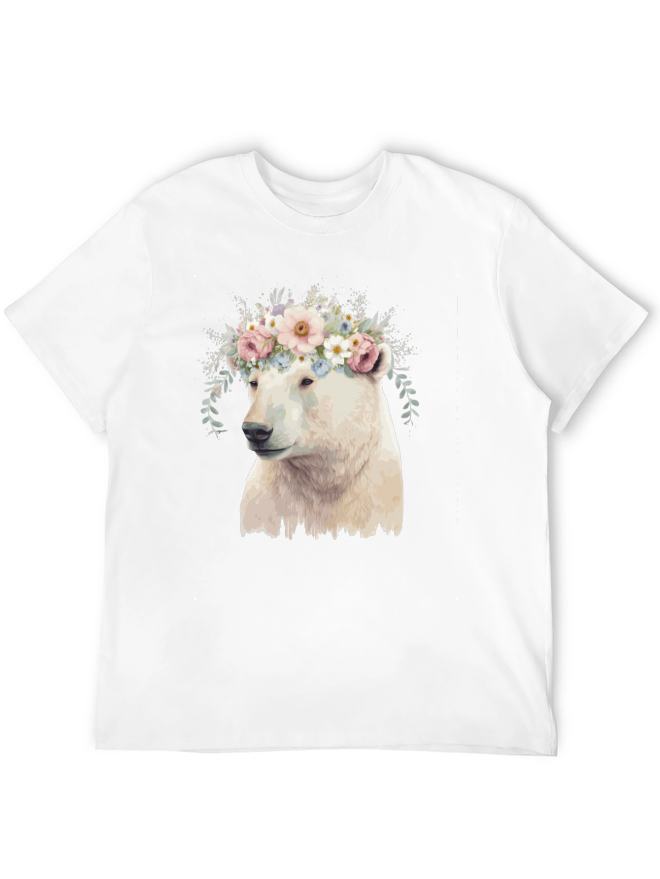 Black Polar Bear Floral Crown Graphic Tee - Black view 12