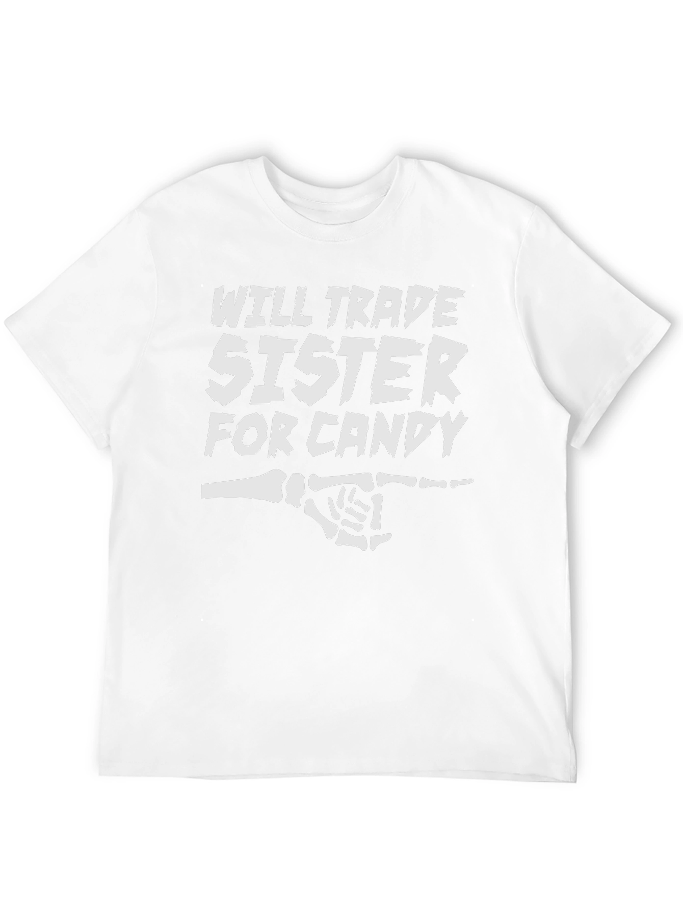 Black Funny "Will Trade Sister for Candy" Black T-Shirt view 12
