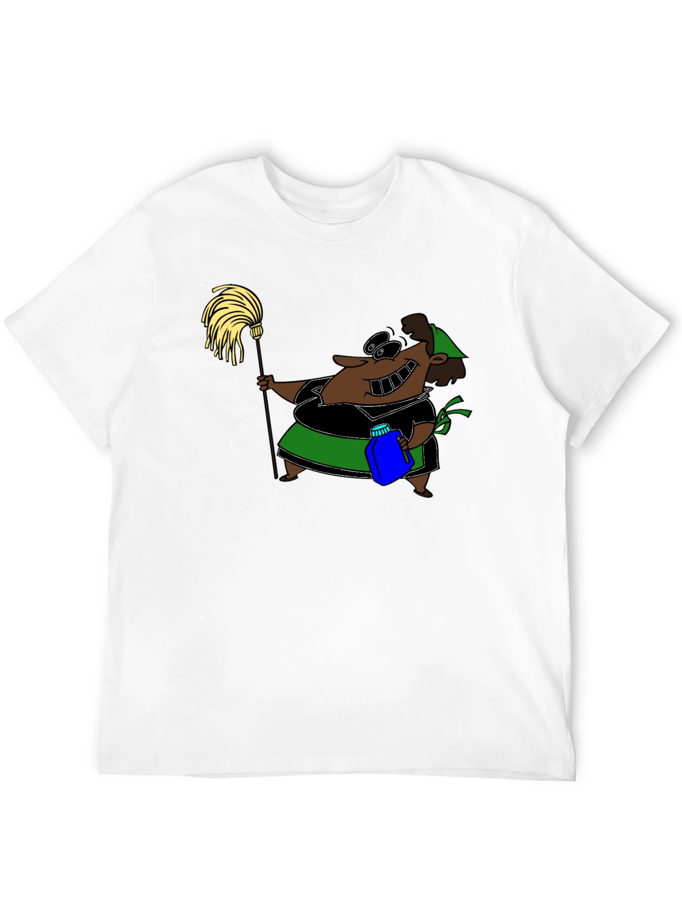 Black Cartoon Maid T-Shirt - Funny Cleaning Humor view 12