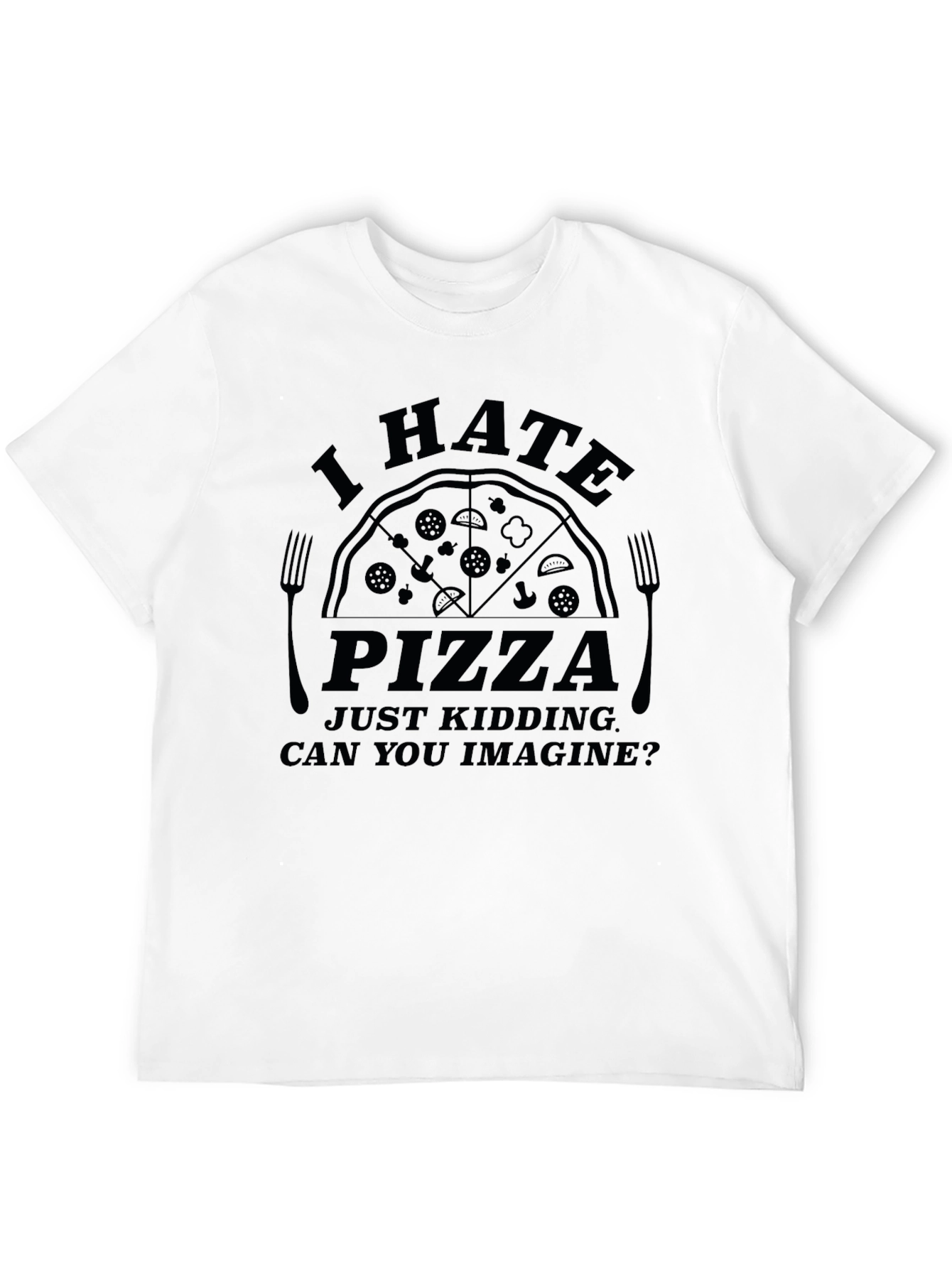 Black I Hate Pizza Graphic T-Shirt - Novelty Foodie Tee view 12