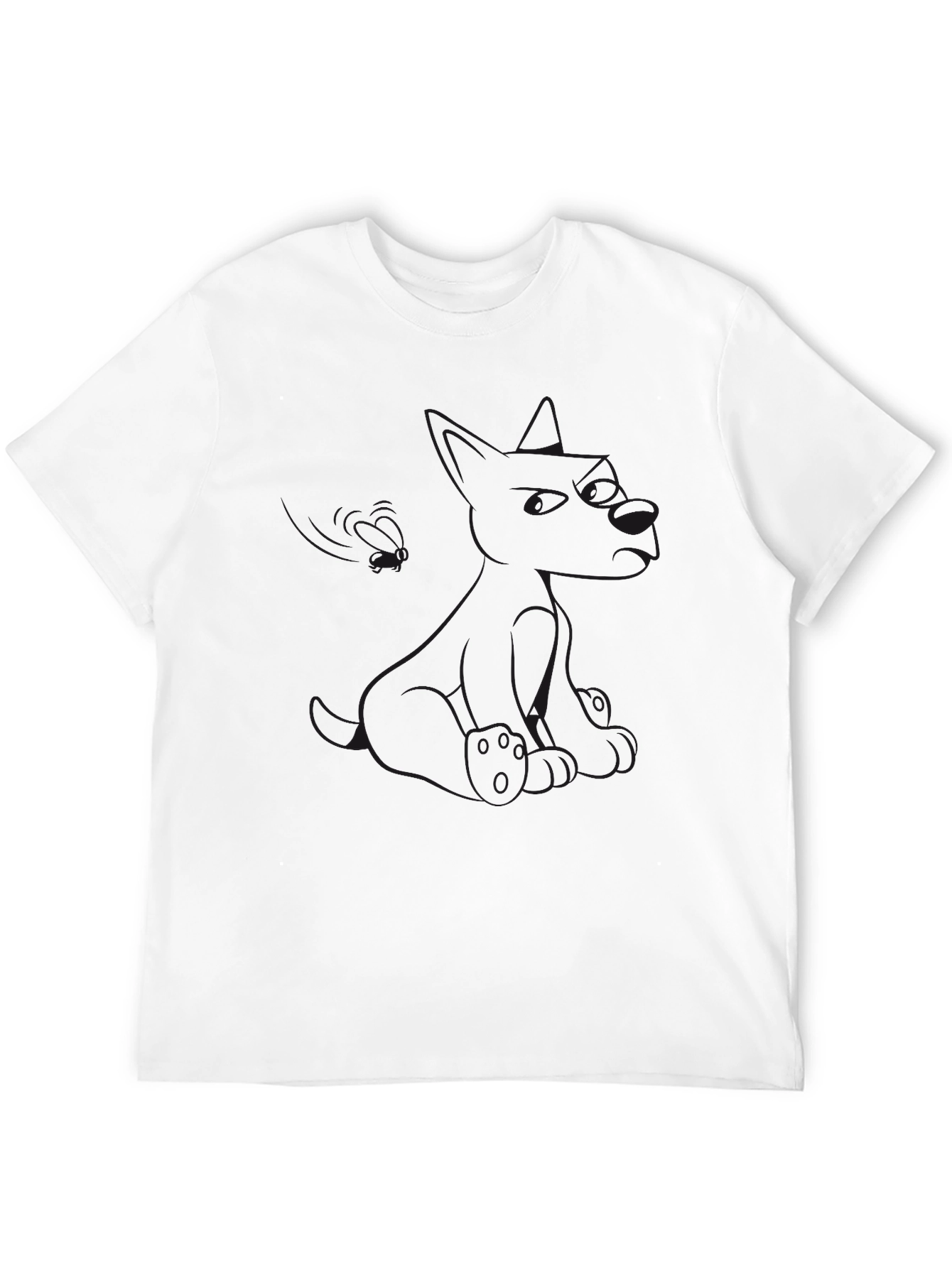 Black Men's Black Graphic Tee - Subtle Cartoon Dog Design view 12