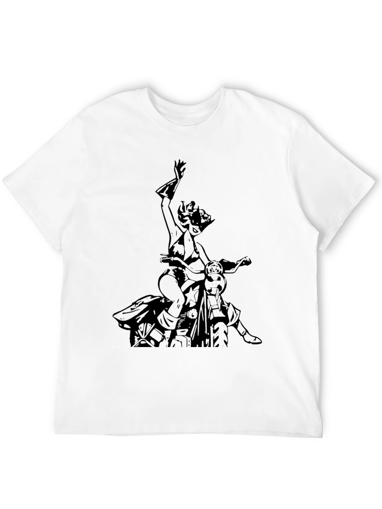 Black Biker Girl Graphic Tee - Black Cotton view 12