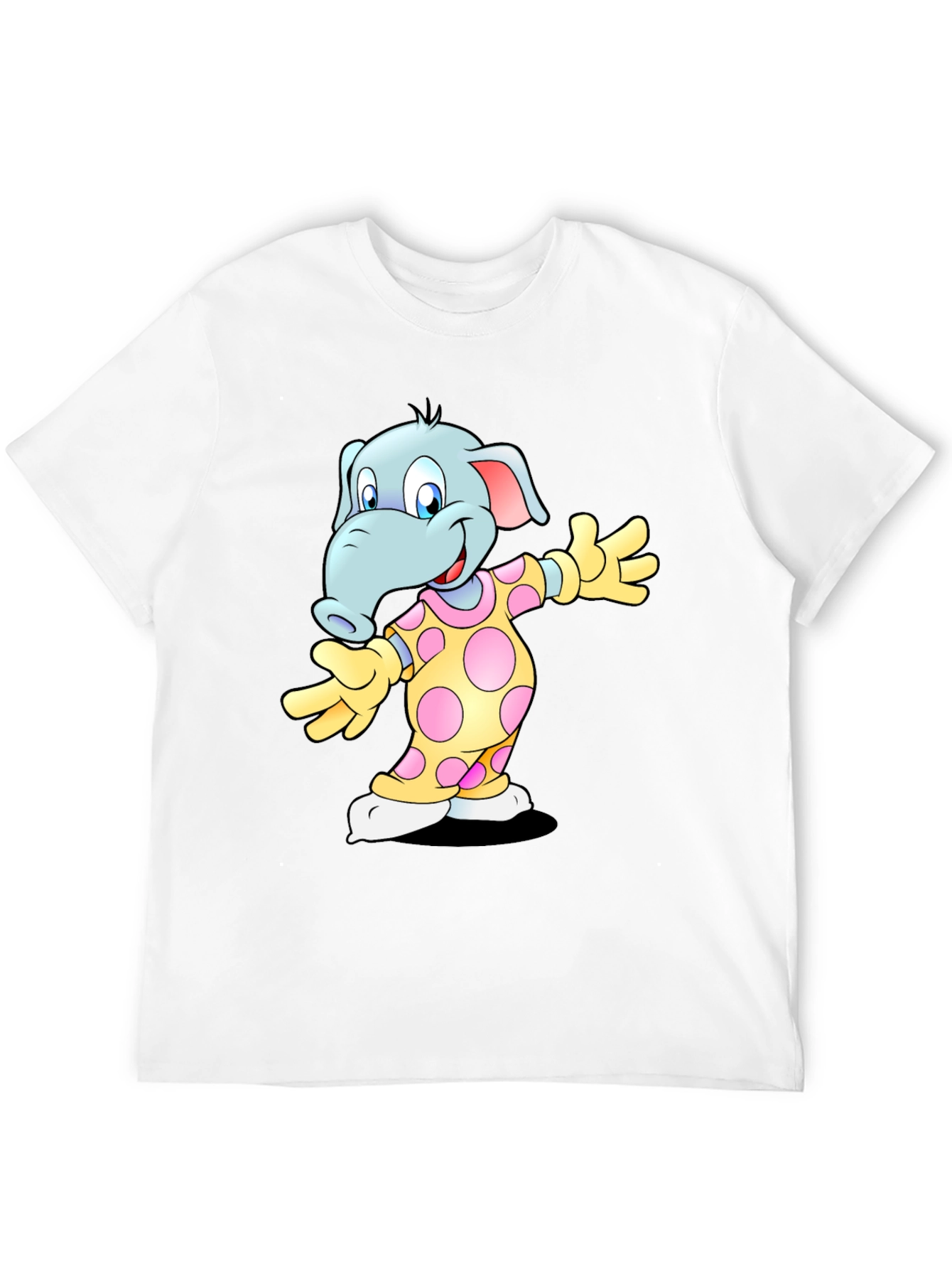 Black Cartoon Elephant Print Black T-Shirt view 12