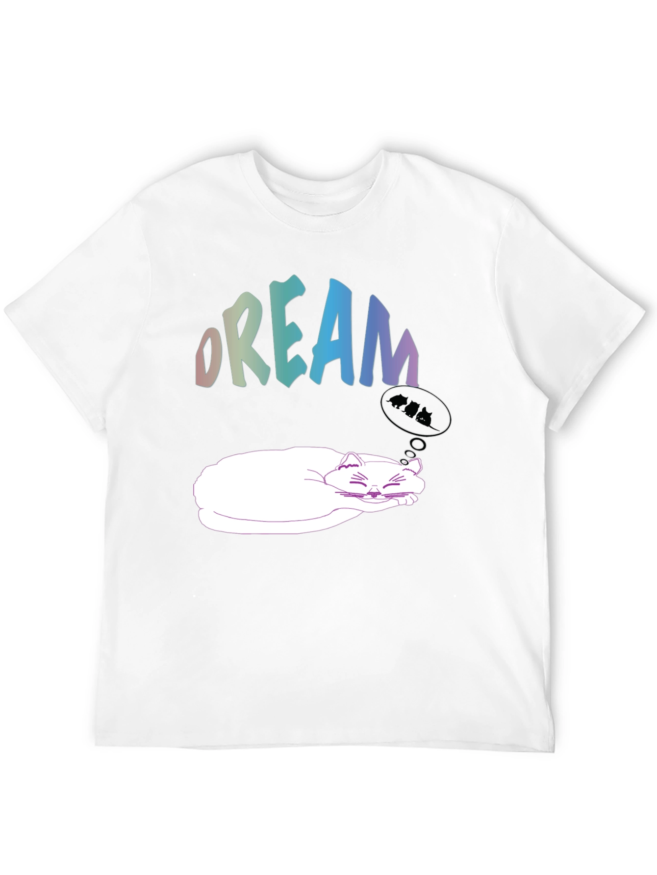 Black Dreaming Cat Graphic Tee - Soft Cotton Comfort view 12