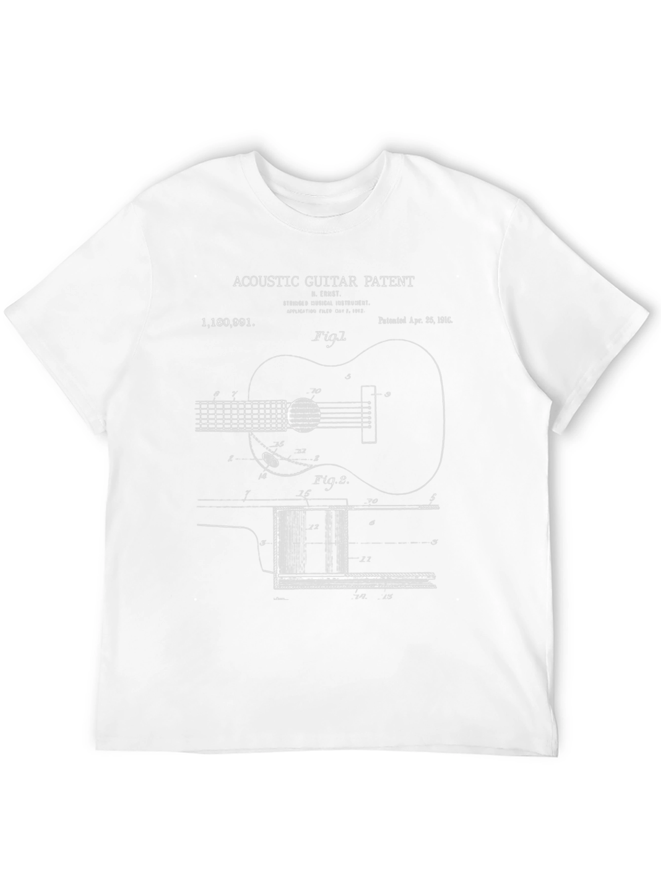Black Acoustic Guitar Patent Print T-Shirt view 12