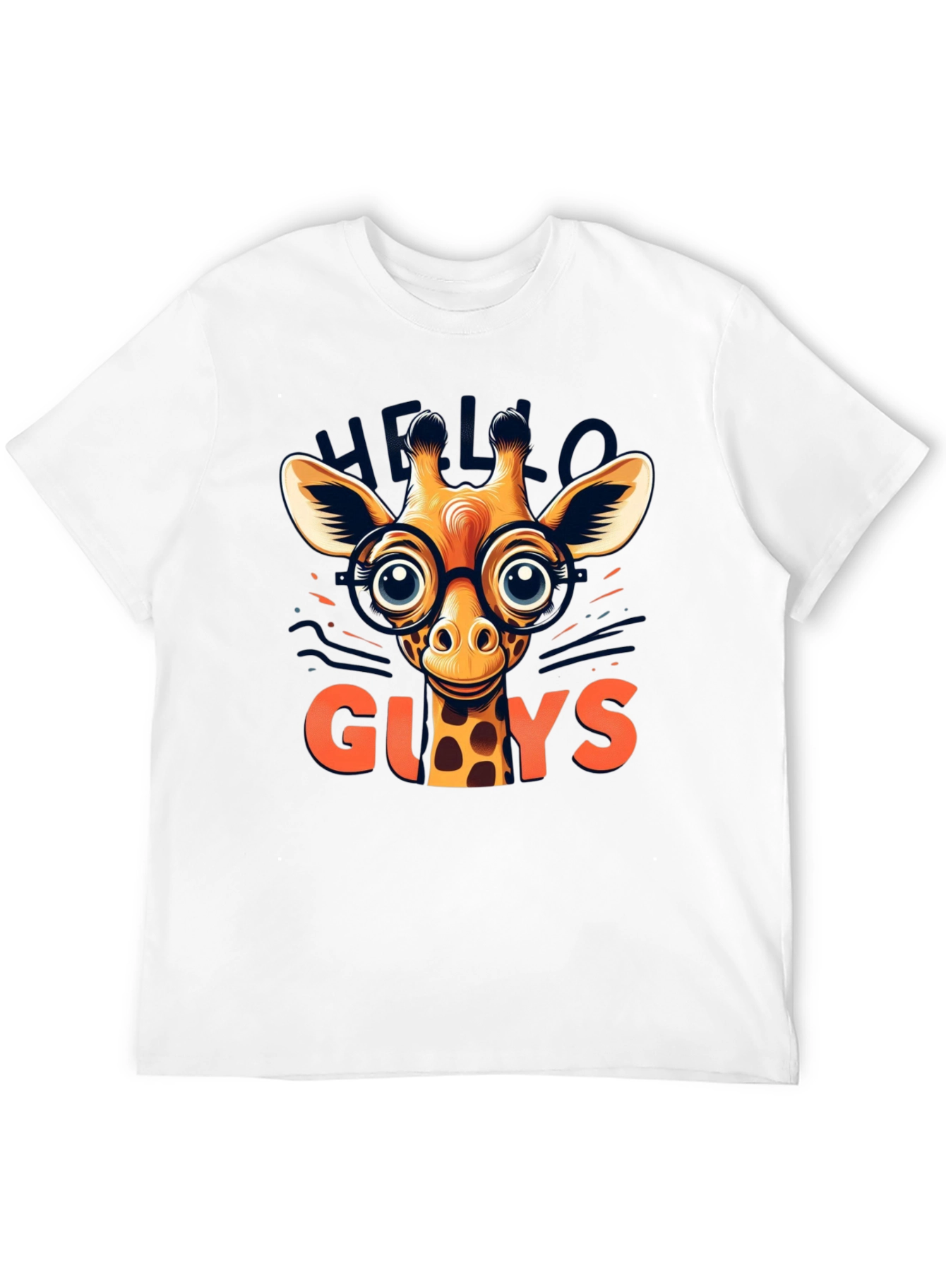 Black Giraffe with Glasses Graphic Tee - Hello Guys! view 12