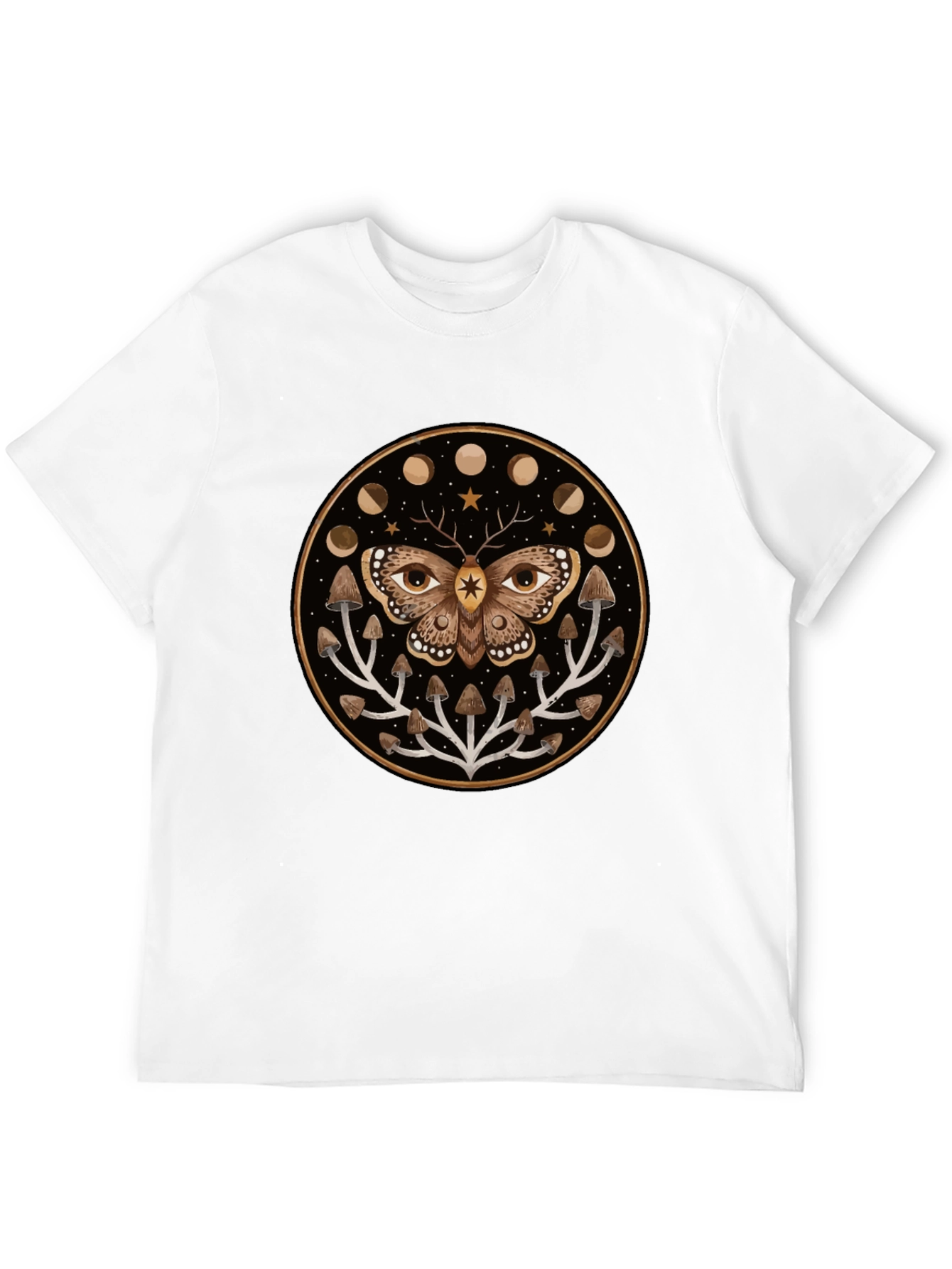 Black Moth and Mushroom Moon Phases Graphic Tee view 12