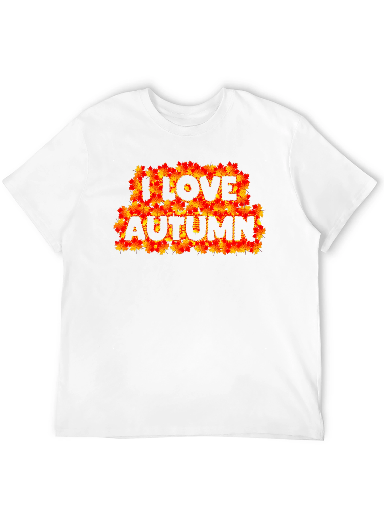 Black I Love Autumn Fall Leaves Black Graphic T-Shirt view 12