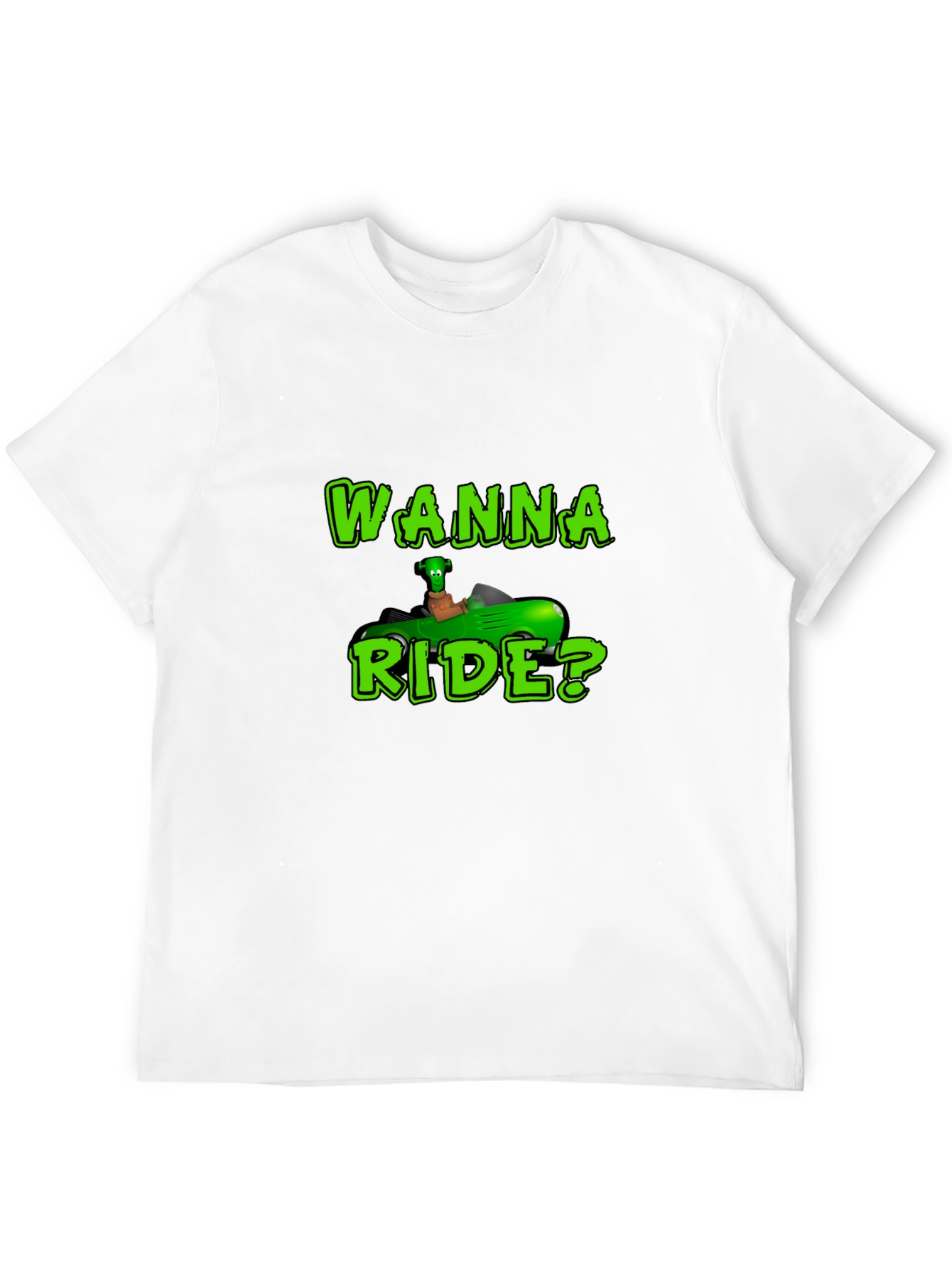 Black Wanna Ride? Green Car Black T-Shirt view 12