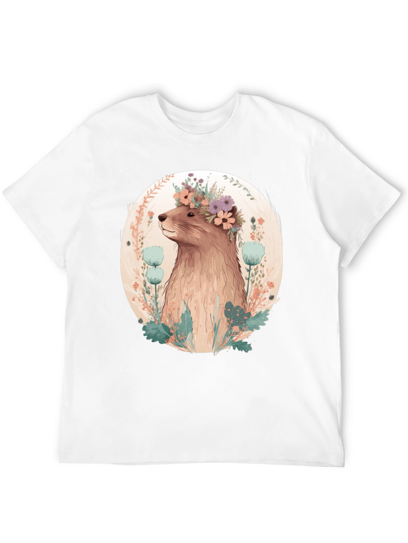 Black Floral Beaver T-Shirt - Men's Black Tee view 12