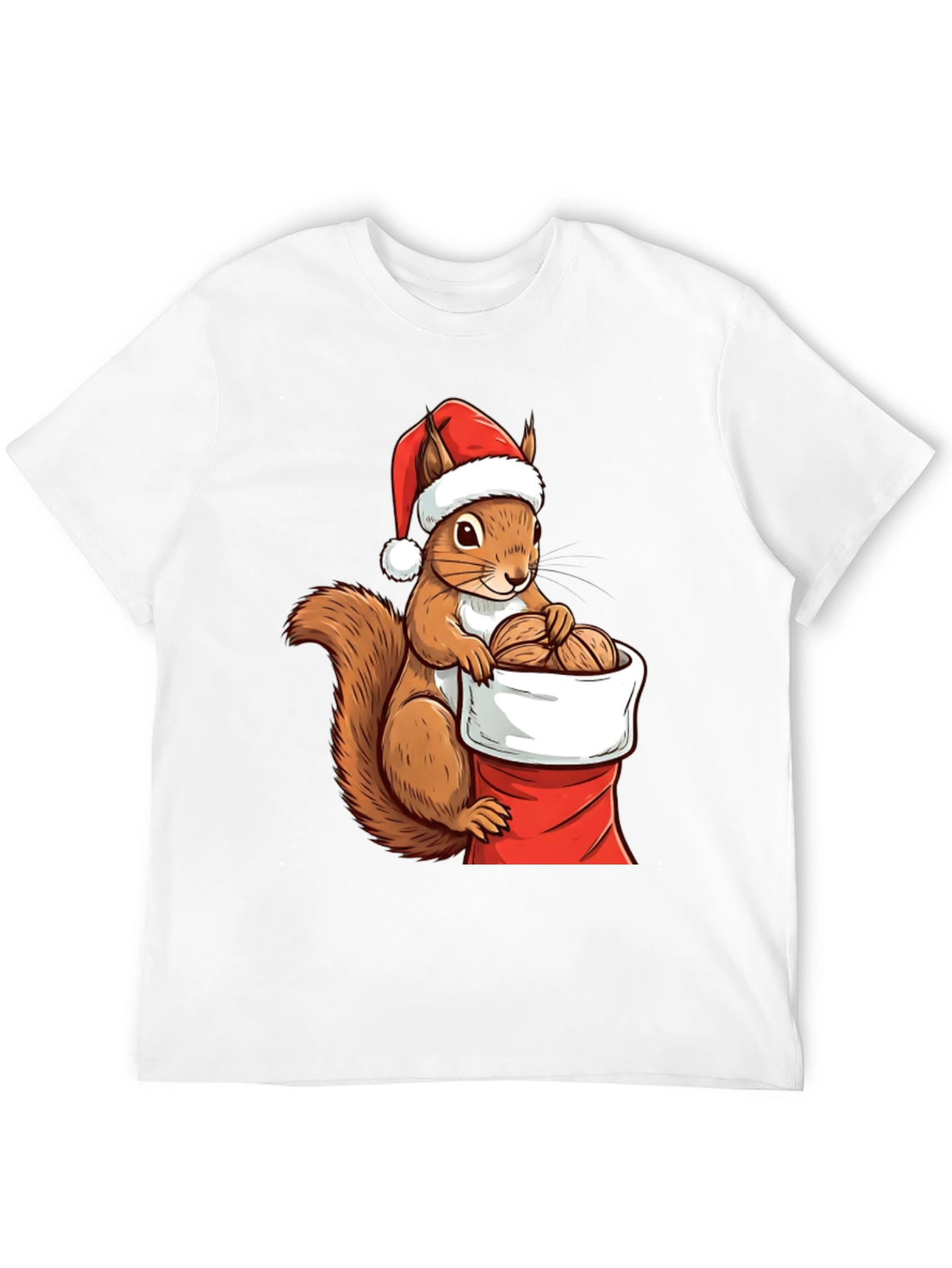 Black Festive Squirrel Santa Hat T-Shirt view 12