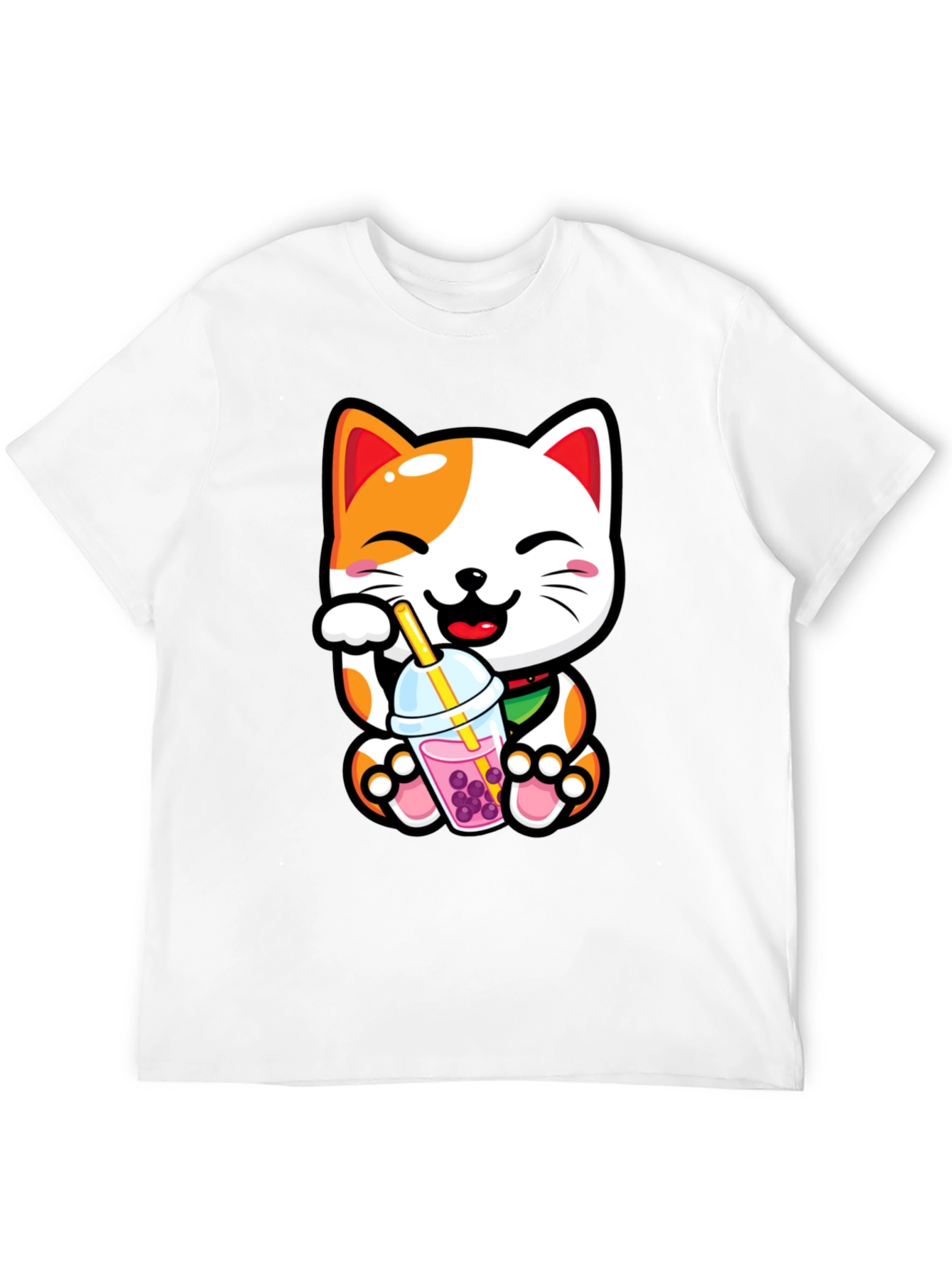 Black Kawaii Cat Boba Tea Graphic Tee view 12