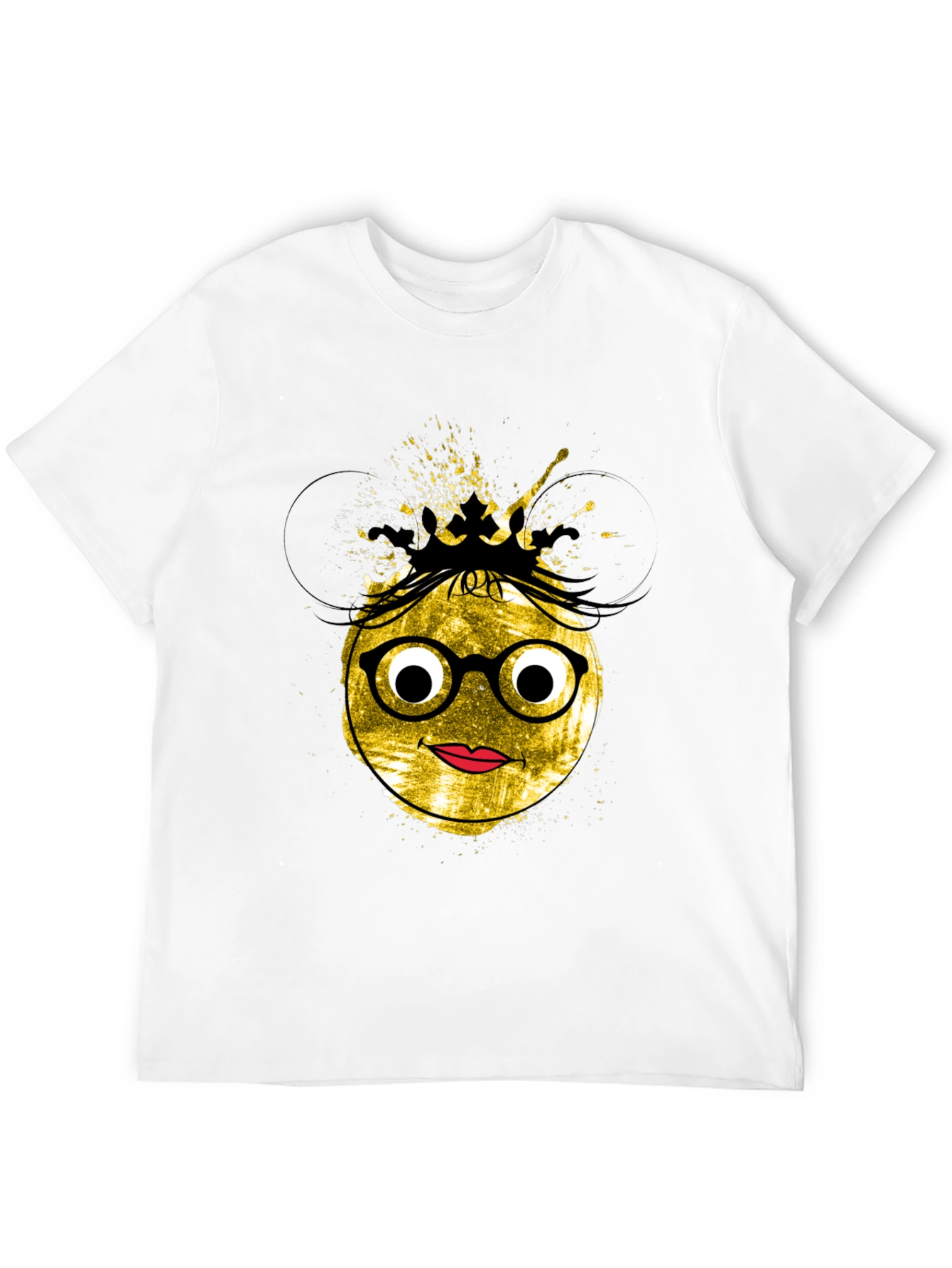 Black Trendy Graphic Tee - Nerdy Queen Emoji Design view 12