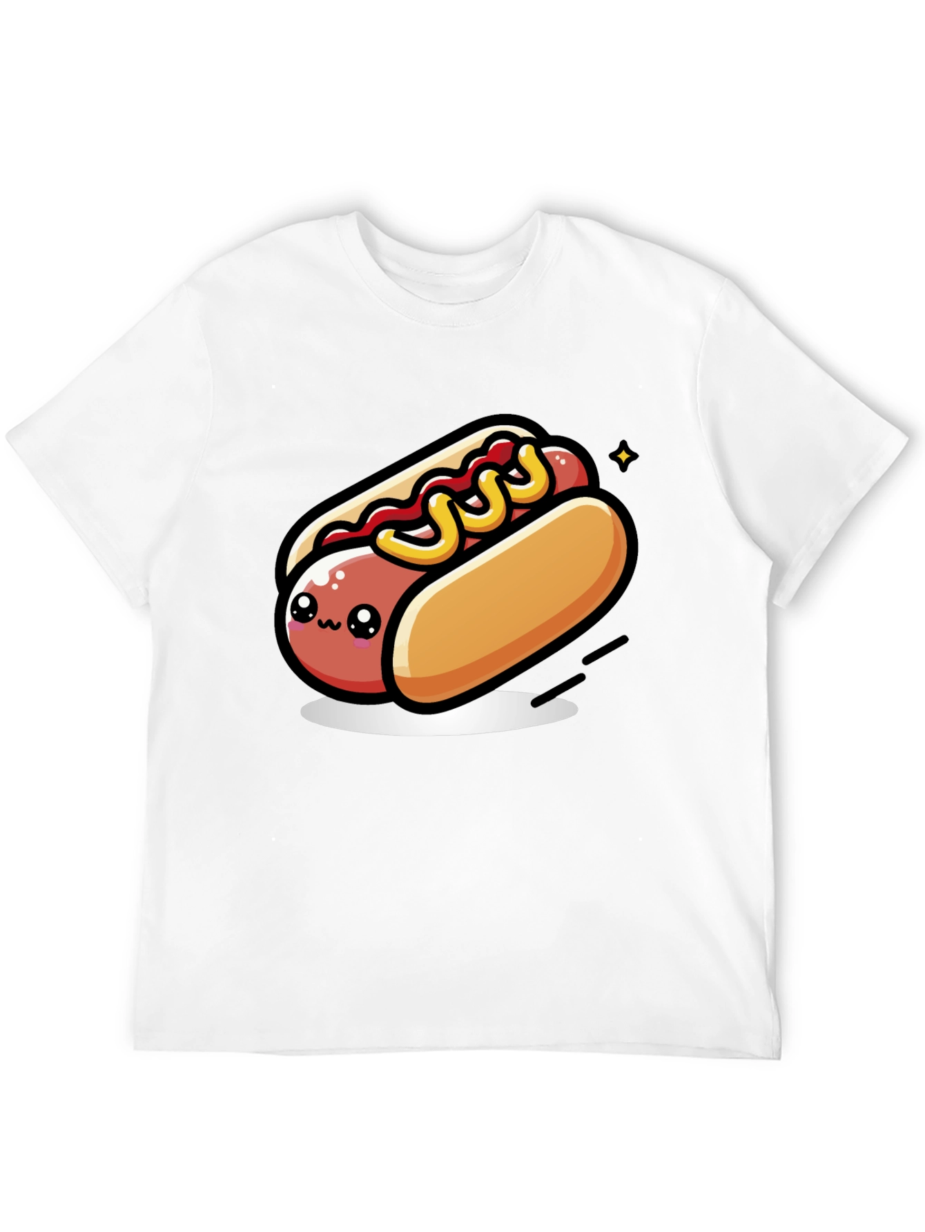 Black Cute Hotdog Cartoon T-Shirt - Black view 12