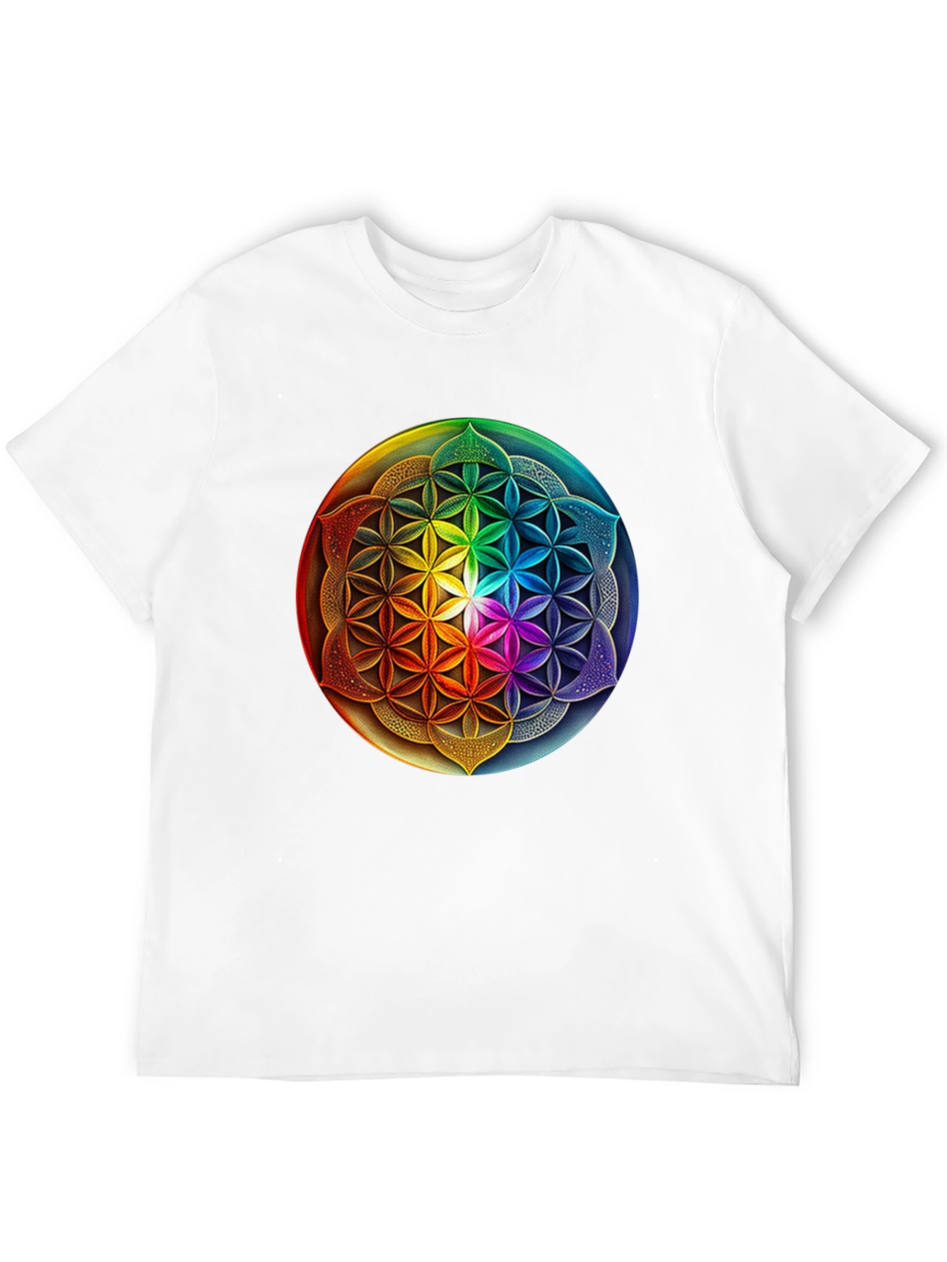 Black Rainbow Flower of Life Graphic Tee view 12