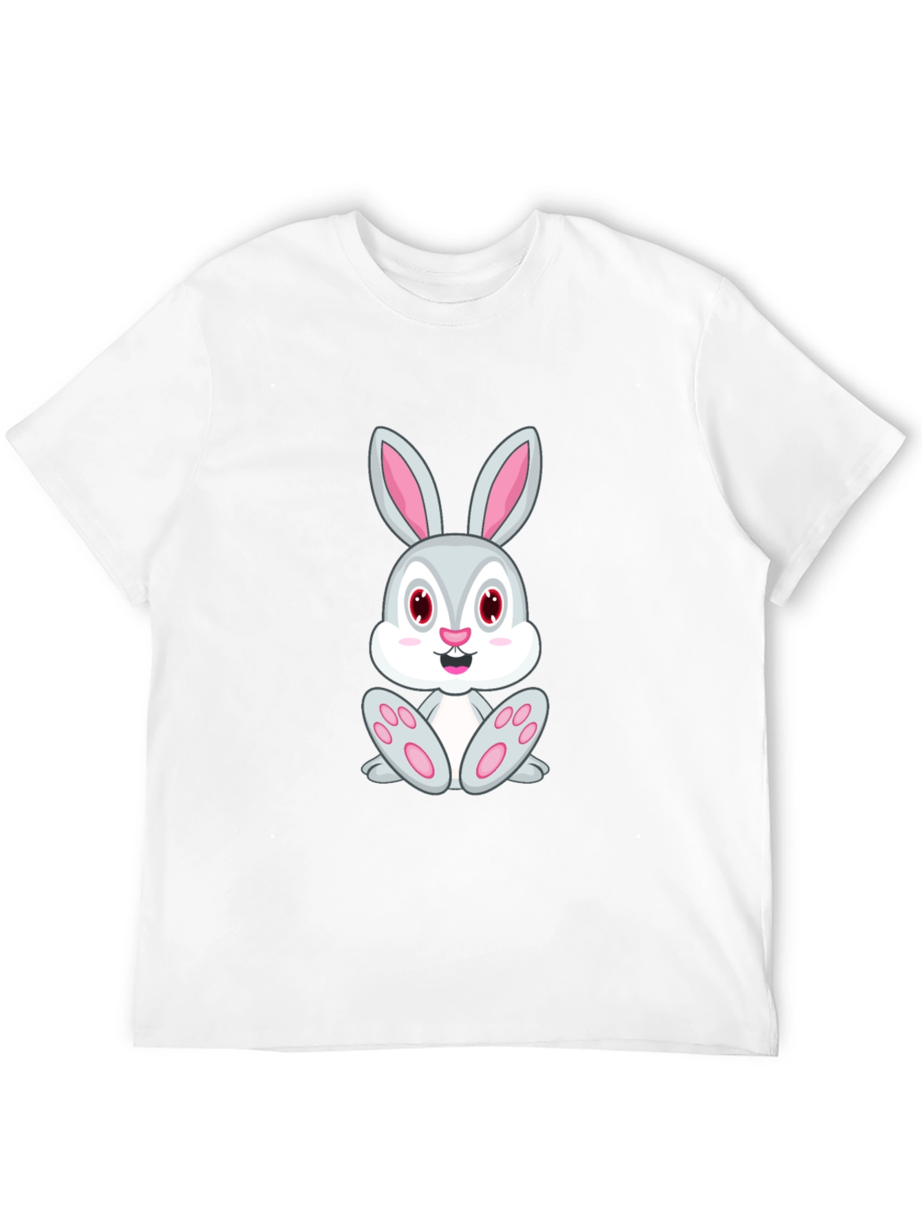 Black Cute Bunny Graphic Tee - Black Cotton T-Shirt view 12