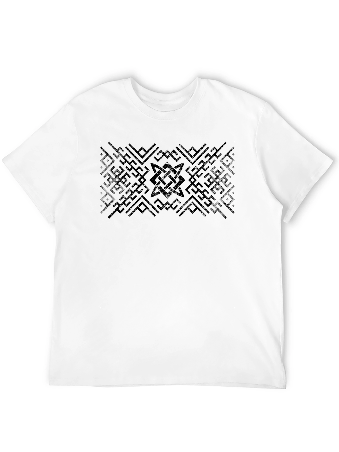 Black Geometric Pattern Black T-Shirt view 12