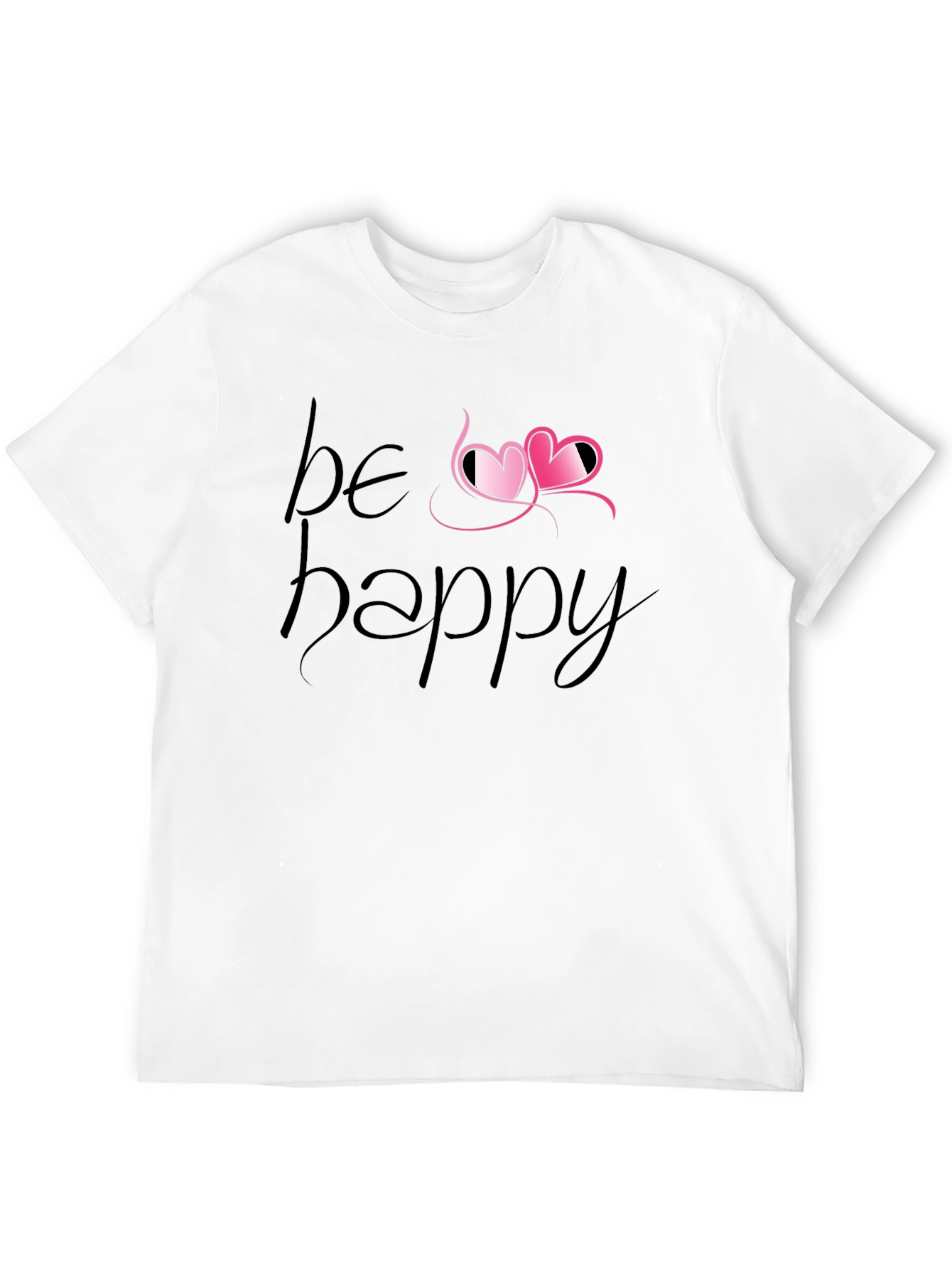 Black Be Happy Heart Tee - Black Graphic T-Shirt view 12